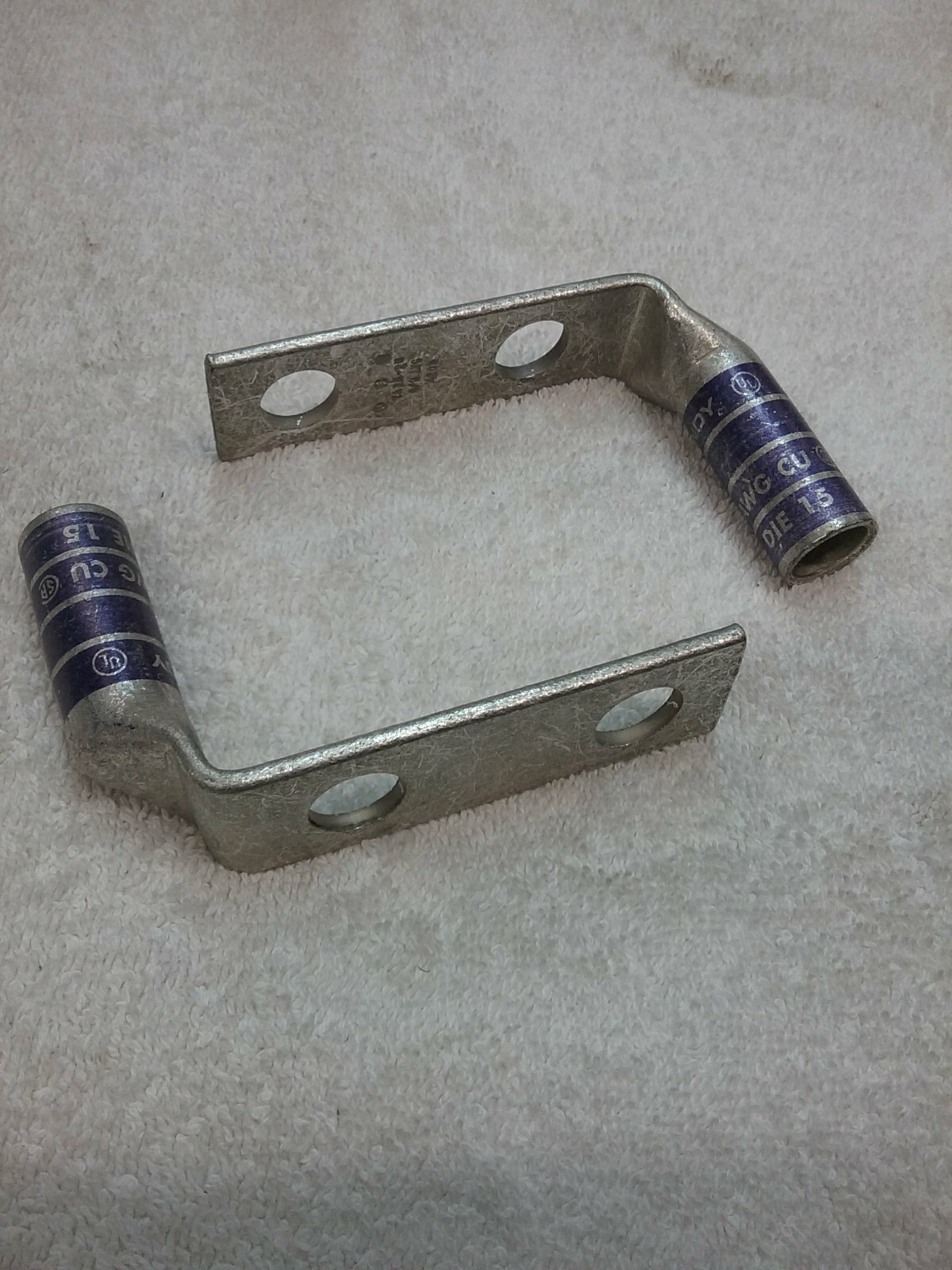 (2) T & B YA28- 2N 200N TERM CRIMP 4/0 LUG COPPER PLATED PURPLE DIE 15