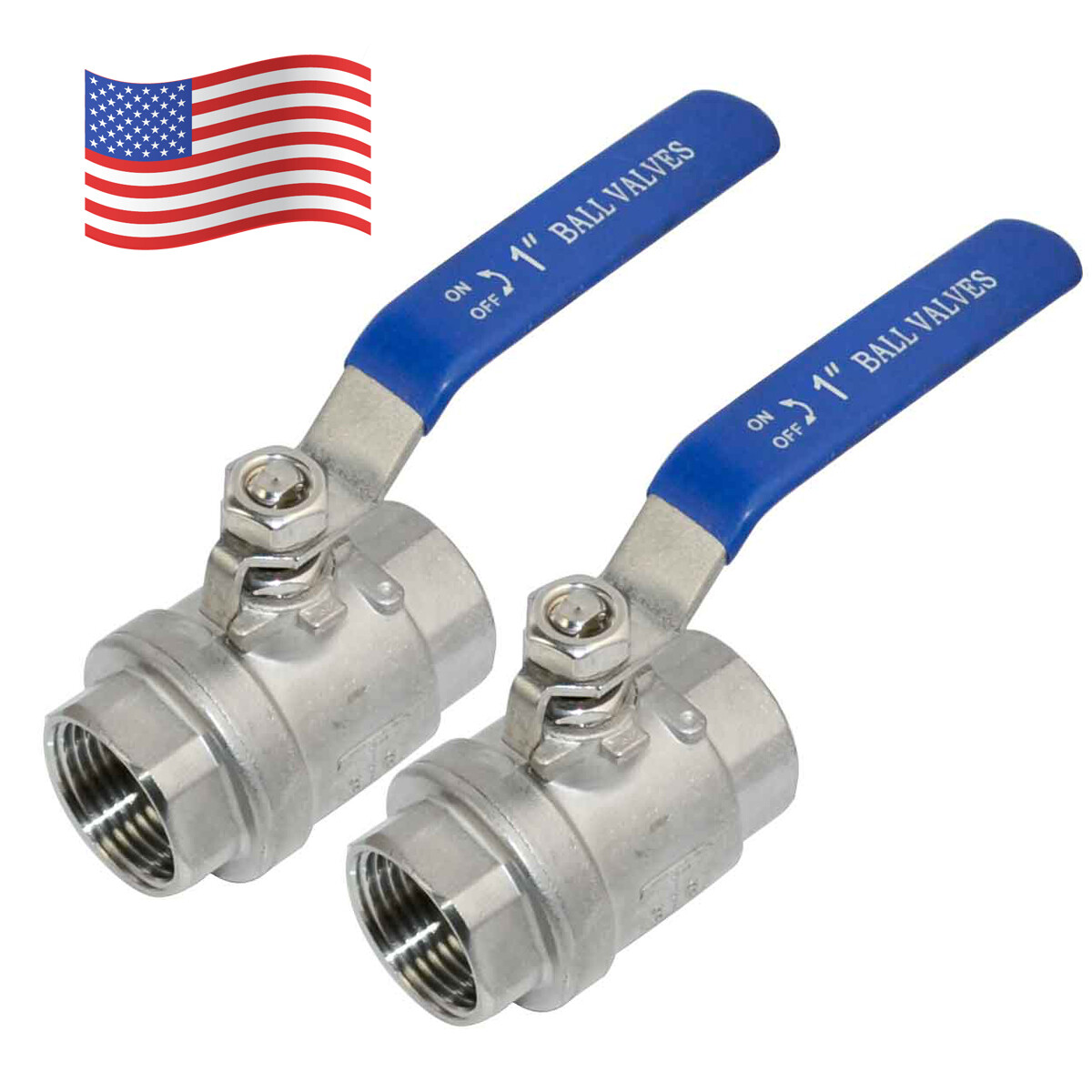1 inch 1″ Ball Valve,316 Stainless Steel Full Port,2-Piece, 1000WOG, 2Pack