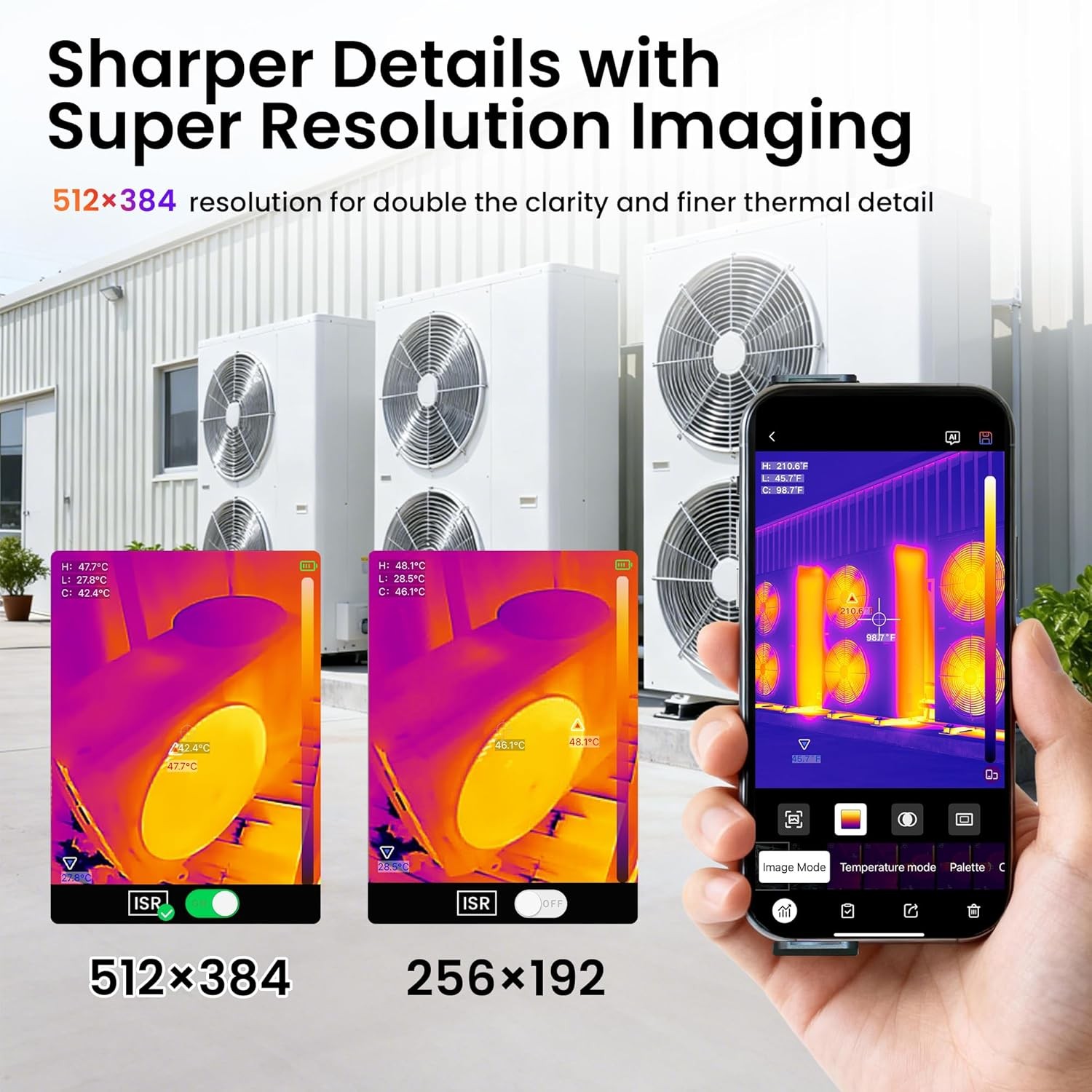 Wireless Thermal Imaging Camera 512×384 TISR Resolution for Android & iOS Phone