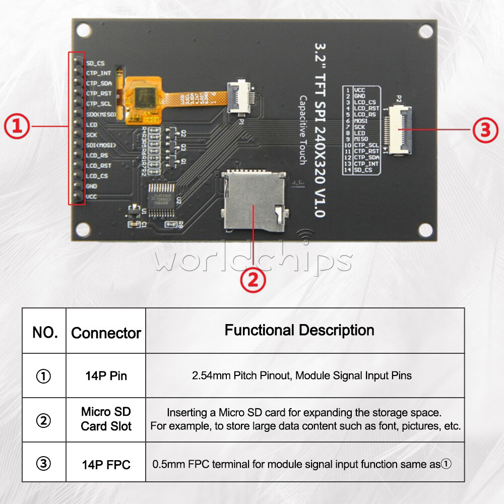 3.2 inch SPI Serial TFT LCD Display Module IPS Touch Screen 240X320 ILI9341V New