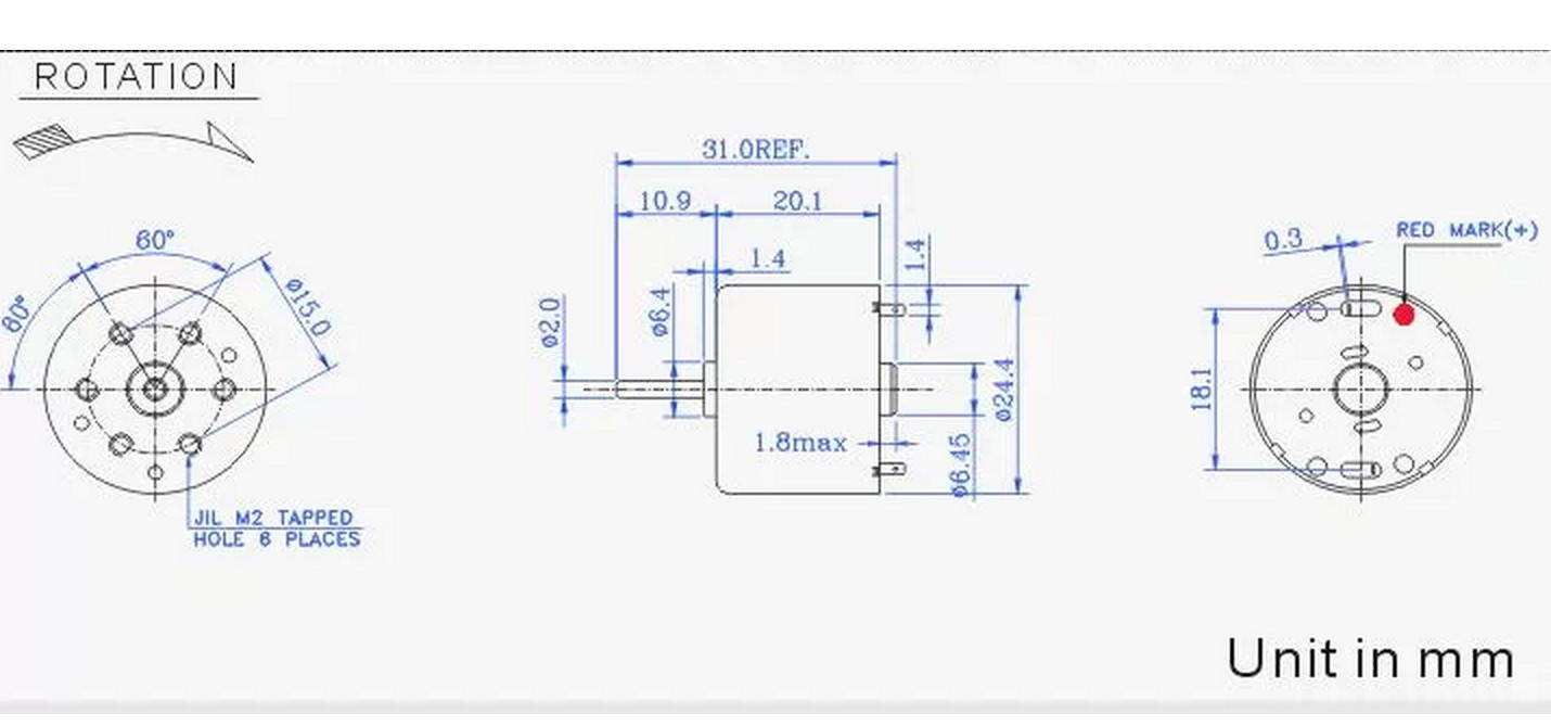 3V-6V Micro VDC Solar DVD Motor 3V-1700RPM 6V-3400RPM Model: RF-310 1PCS