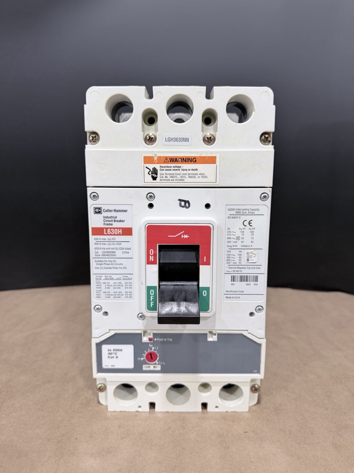 Cutler Hammer LGH3630NN 630A 480V 3P