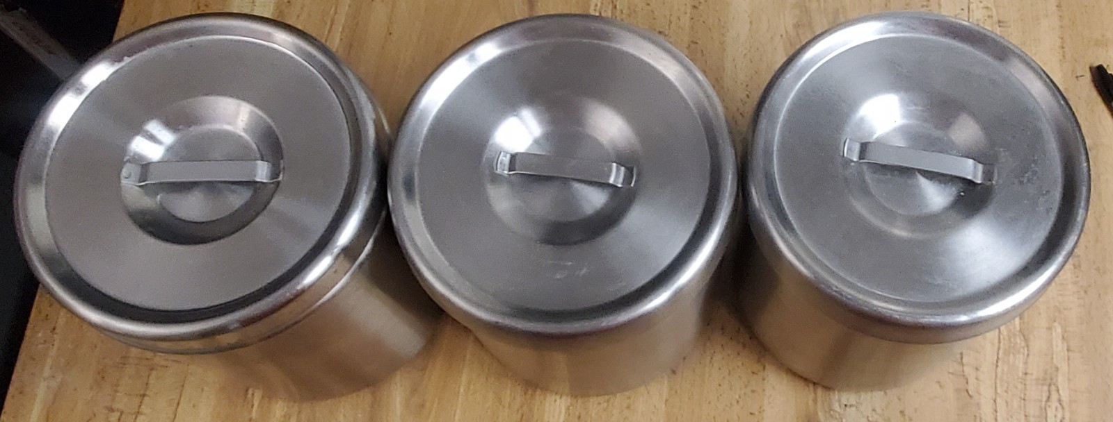 Lot of 3 Vintage Polar Ware Stainless Steel Medical Storage Canister With Lids