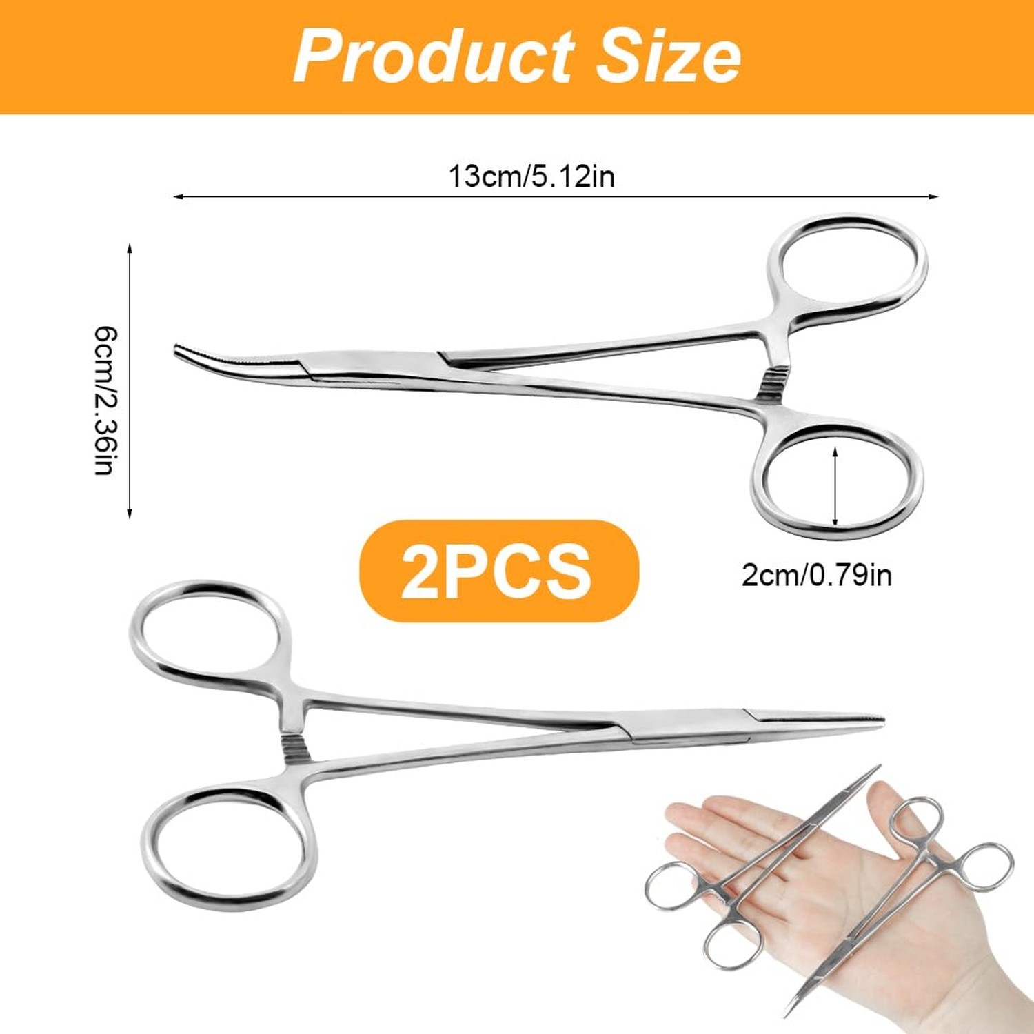 Ainiv 2 PCS Hemostat Curved and Straight Self-Locking Fishing Forceps, 5″ | S…