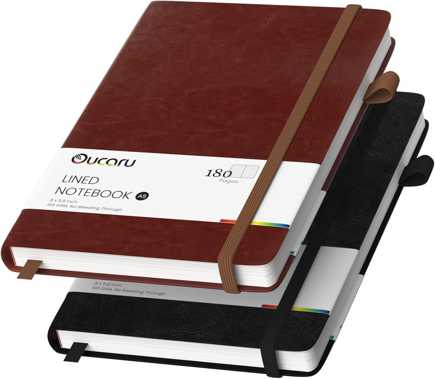 Lined Journal Notebook, 2 Pack, 180 Pages, A5 Journals for Writing, 100 GSM Thic