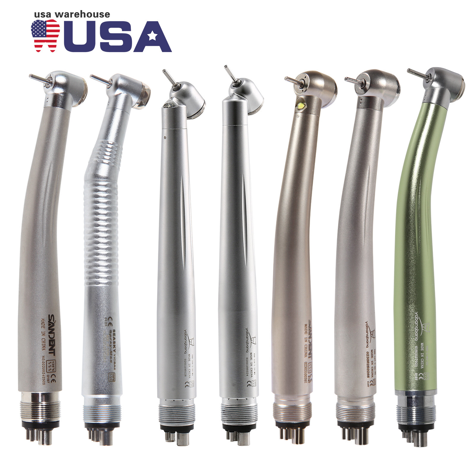 Dental (LED) High Speed Handpiece (45° Degree) 4HOLES/ NO-LED Turbine Colorful