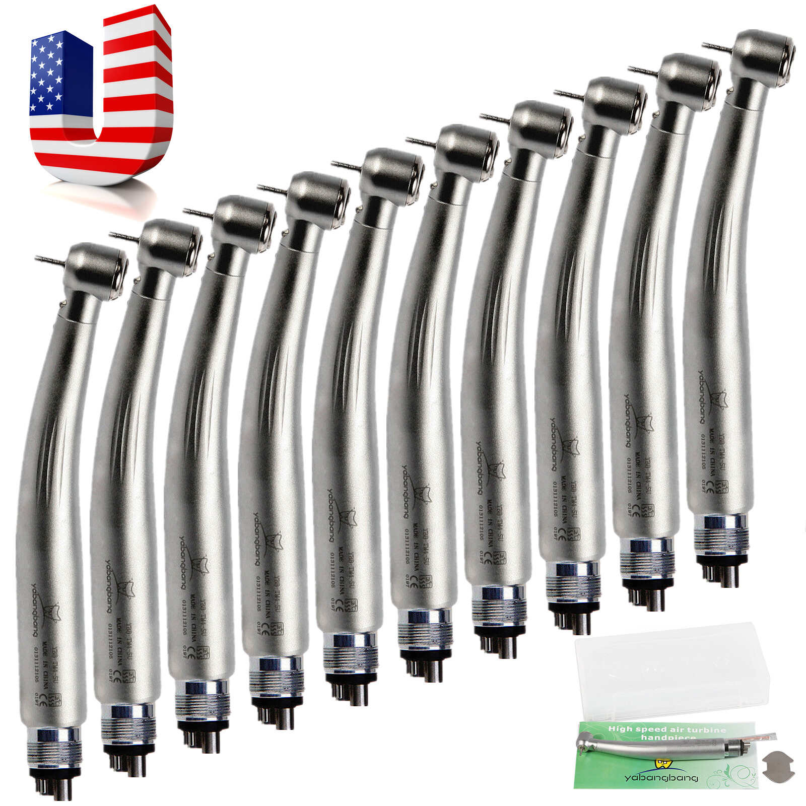 YBM/YBB Dental LED E-generator High Speed Handpiece Push Button Turbine USA