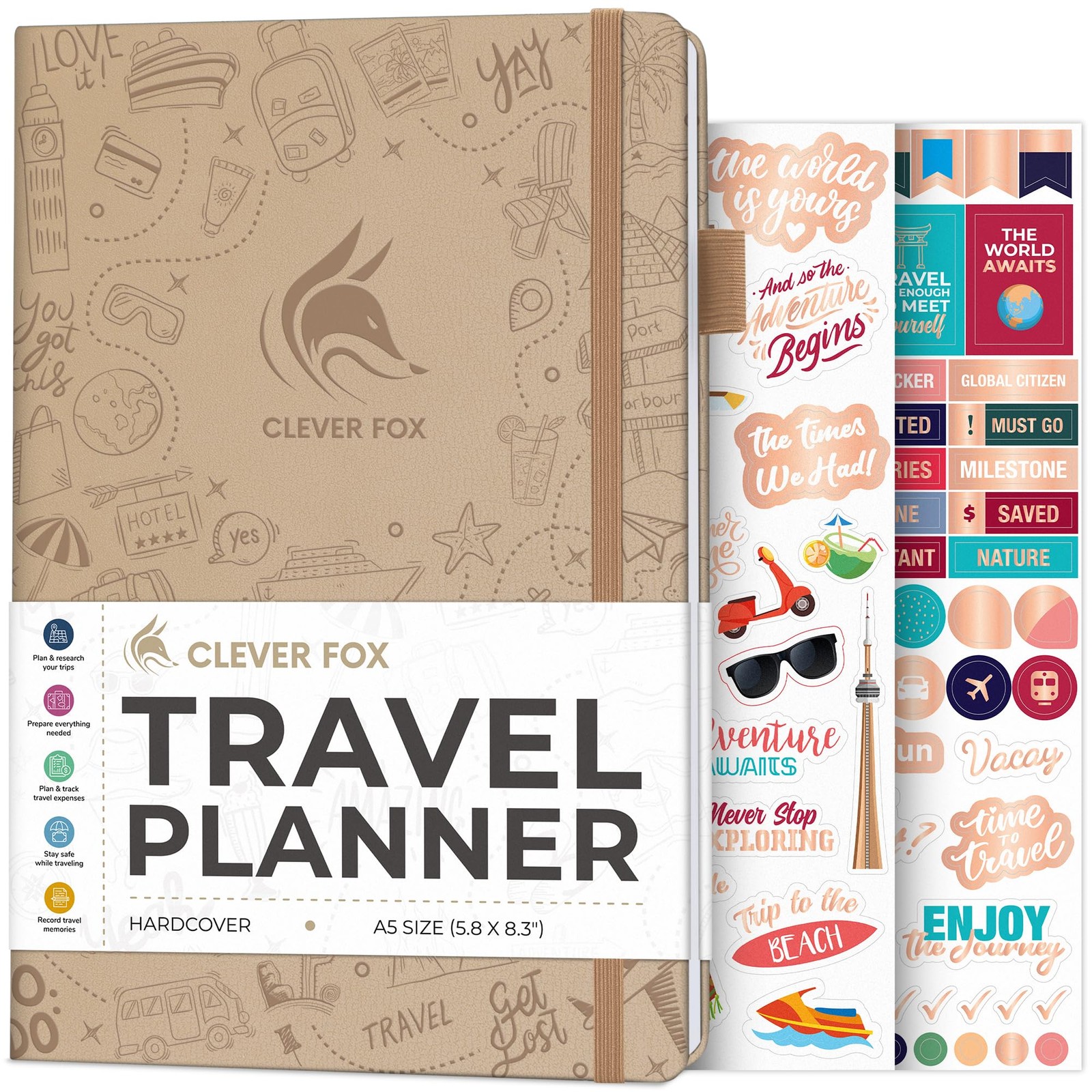 Clever Fox Travel Planner A5 Hardcover Journal Fulfill Your Travel Dreams