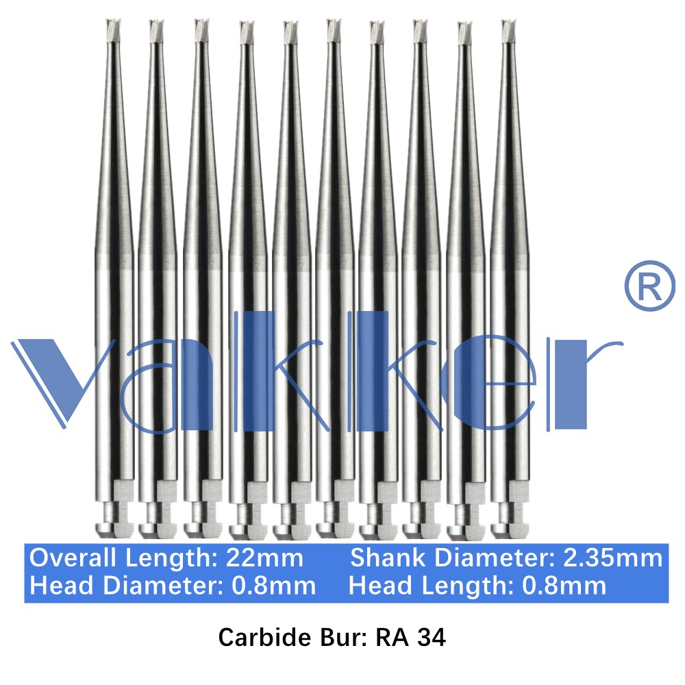 10/pk Dental Carbide Burs RA Latch Type 22mm Inverted Cone Football Low Speed