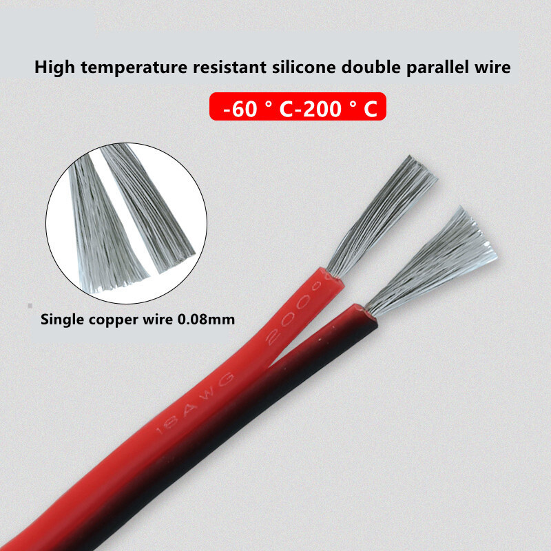 2Pin 8AWG-28AWG Red&Black Silicone Wire Extra Soft Silicone Cable Tinned Copper