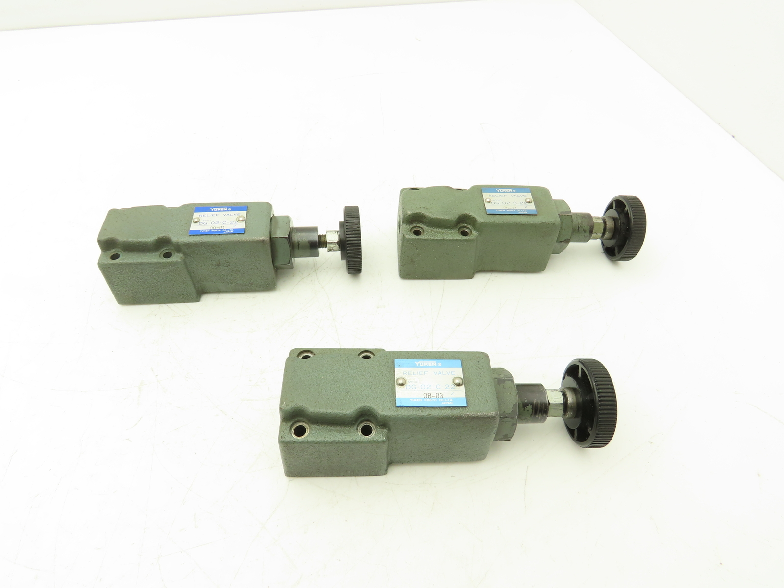 Yuken Kogyo DG-02-C-22 Hydraulic Relief Valve Module Lot of 3