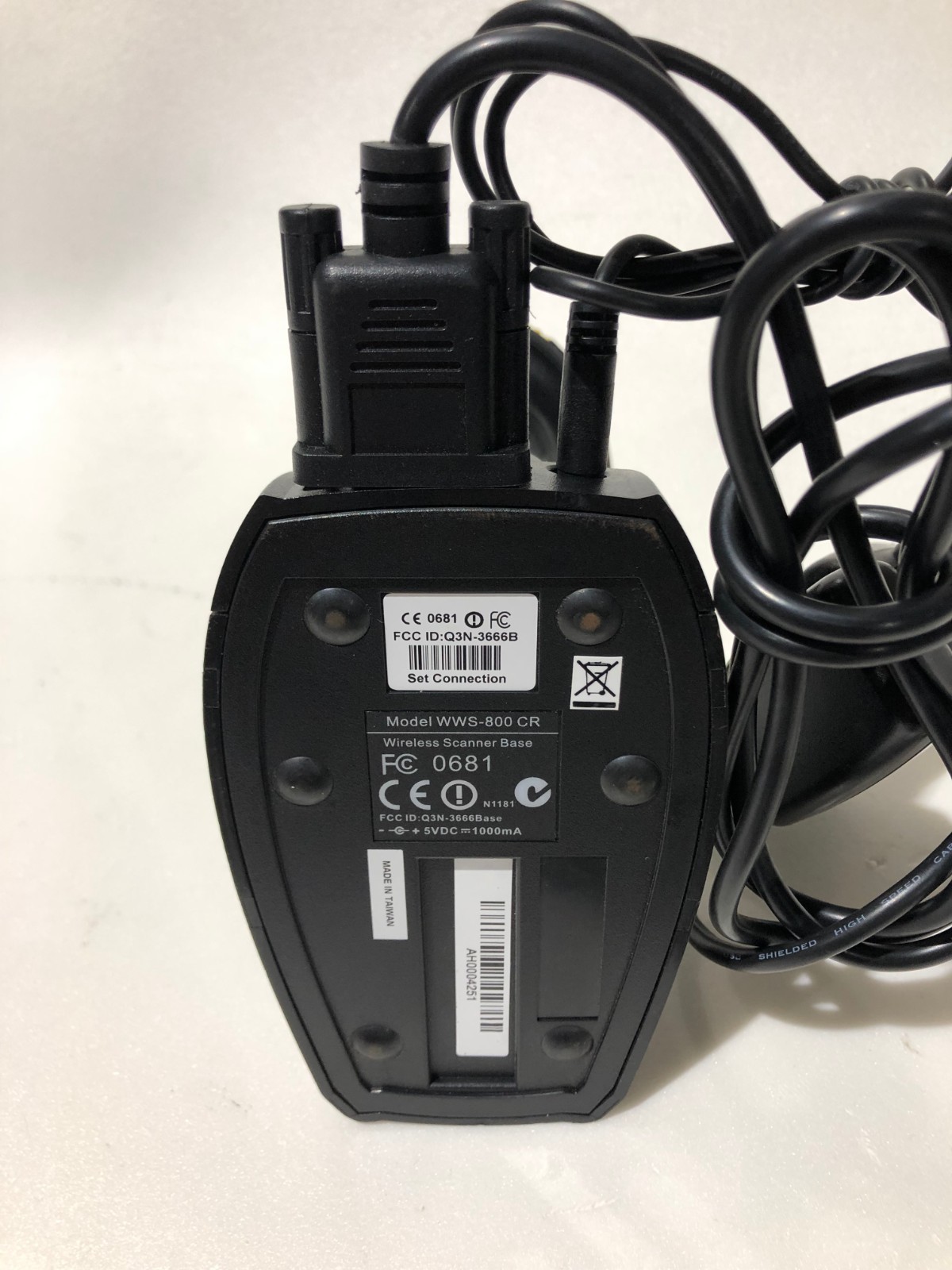Wasp Wireless Barcode Scanner WWS-800 C Scanner Cradle Power Adapter Data Cable