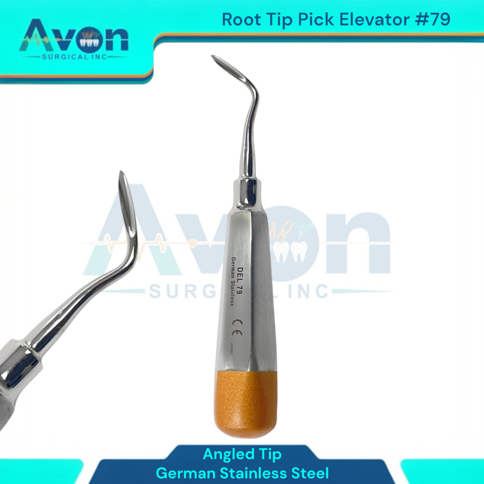 #79 Dental Tooth Root Extraction Elevator Pick, Angled, Sharp Tip – Stainless