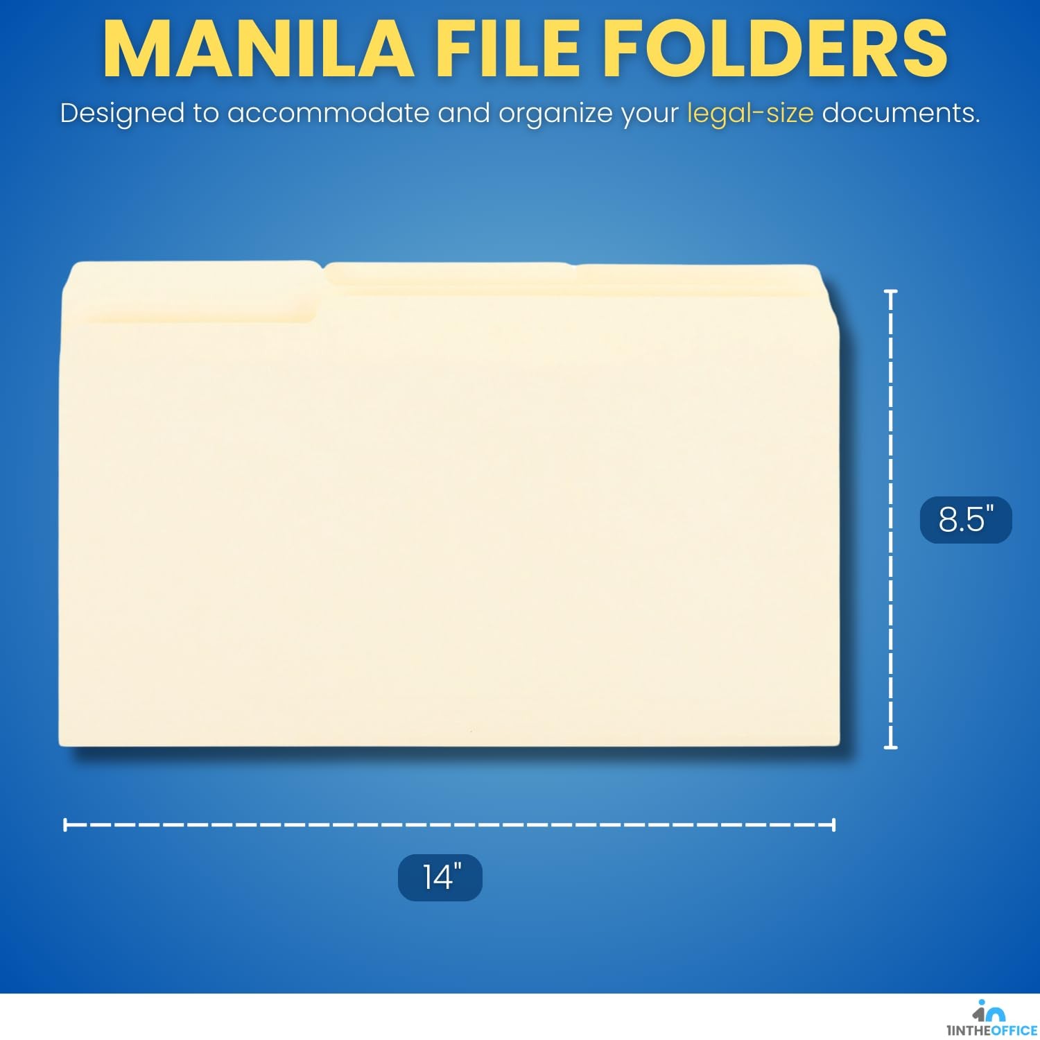 25 Pack Manila Legal File Folders Assorted 1/3 Cut Tab Organizer