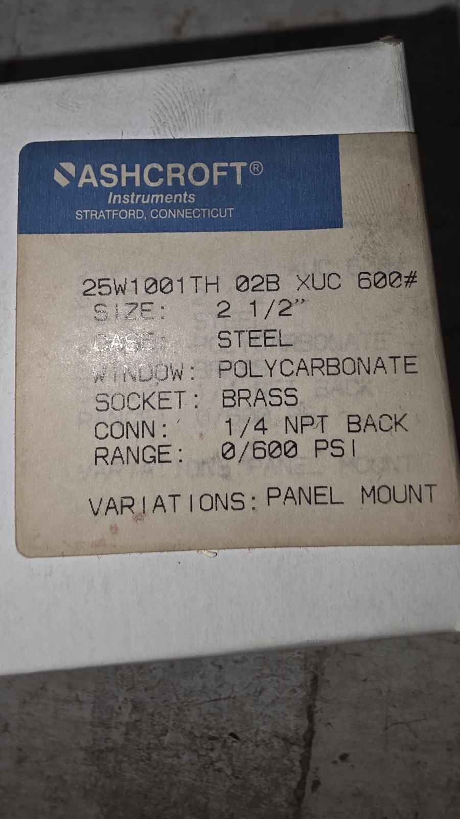 Ashcroft 25W1001TH02BXUC600