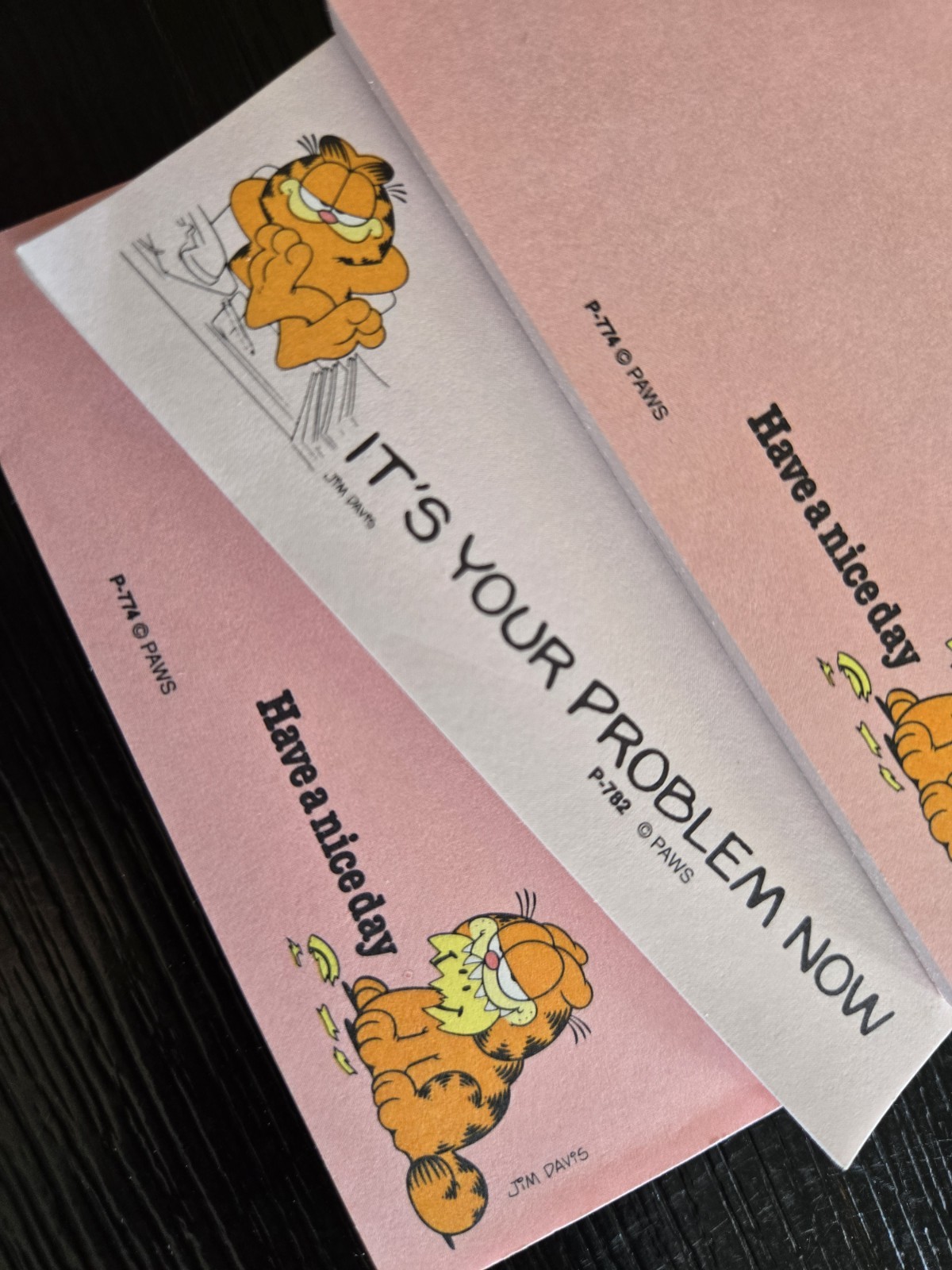 Vintage Garfield PAWS Mini Note Cards Have A Nice Day It’s Your Problem Now 3Pcs