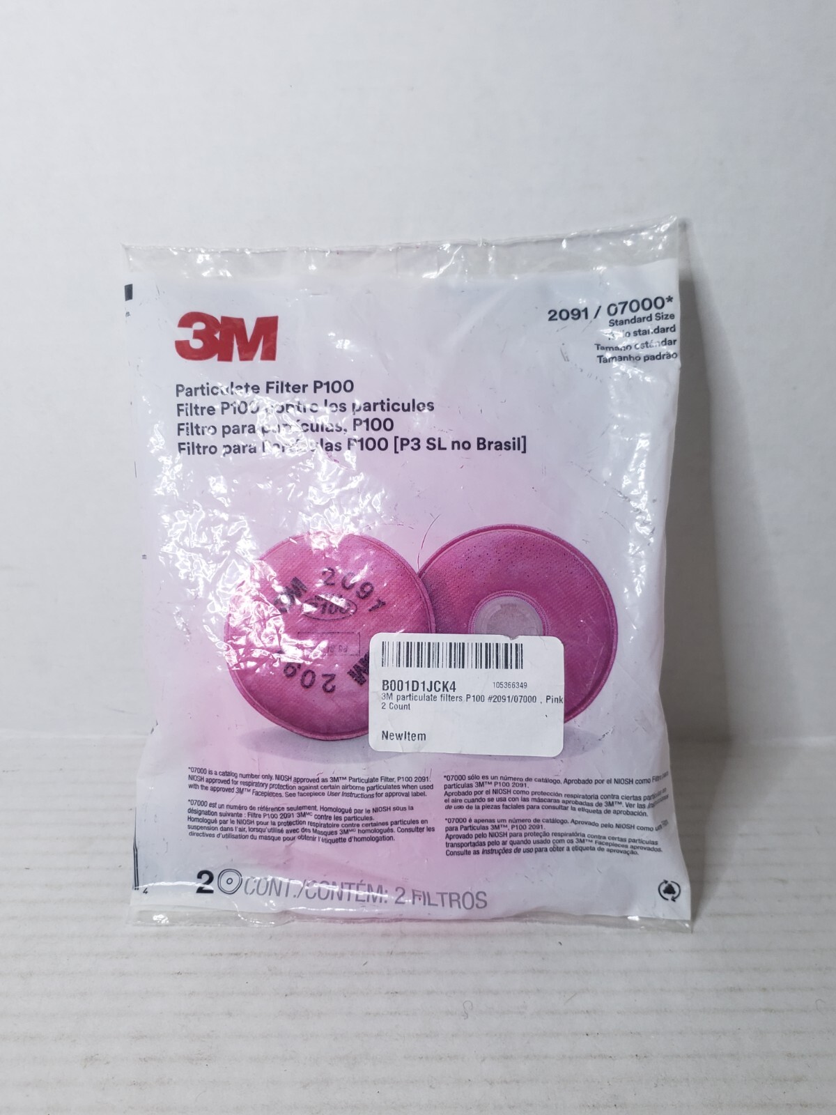 3M 2091 P100 Replacement Particulate Filters Respiratory Protection USA MADE