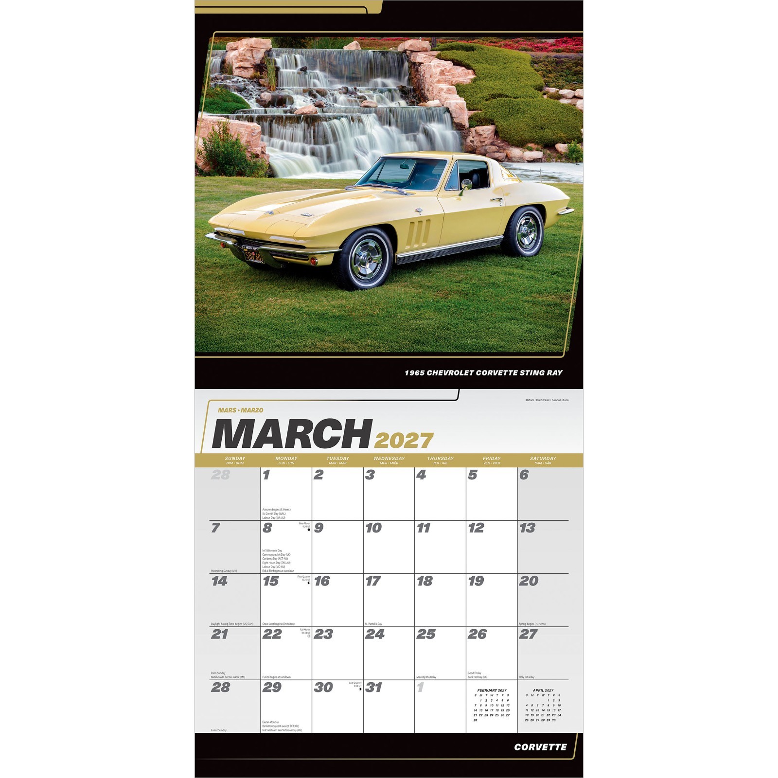 Corvette OFFICIAL | 2027 12×24″ (Hanging) Square Wall Calendar | Plastic-Free