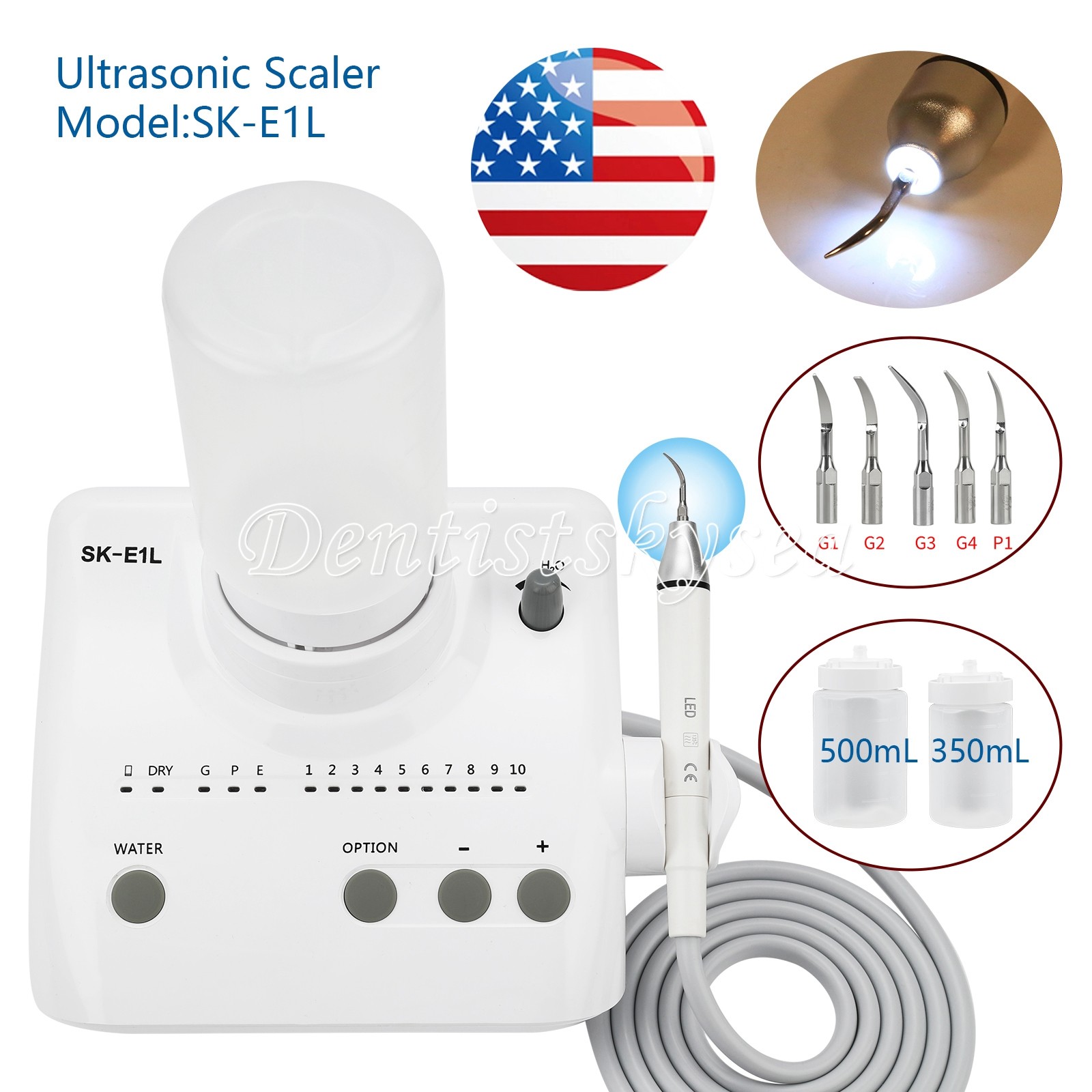 LED Ultrasonic Dental Scaler Household Pet Cleaning Set 2* Bottle and 5*tips