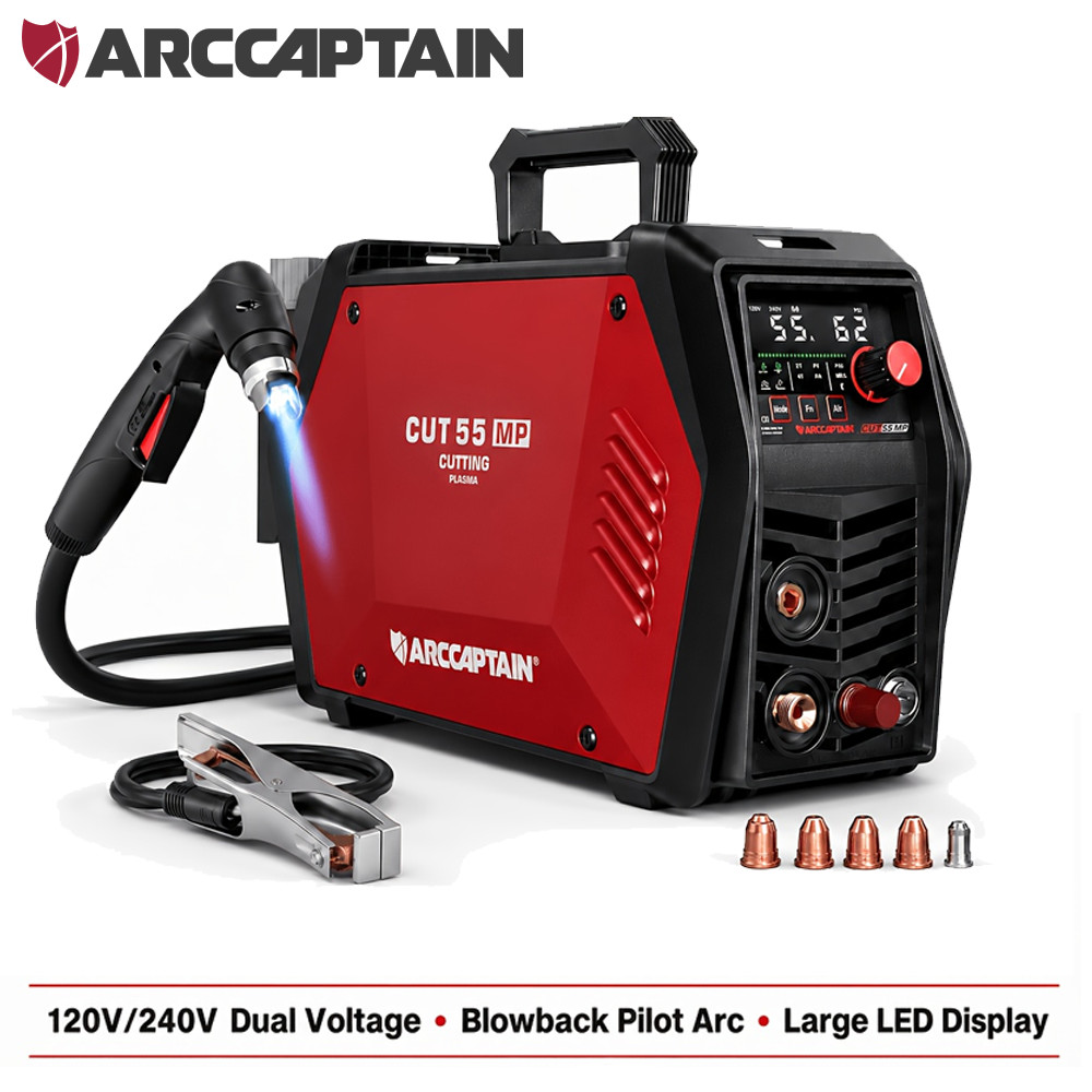 ARCCAPTAIN 55Amp Plasma Cutting Machine, Blowback Pilot Arc Cutter 120V/240V