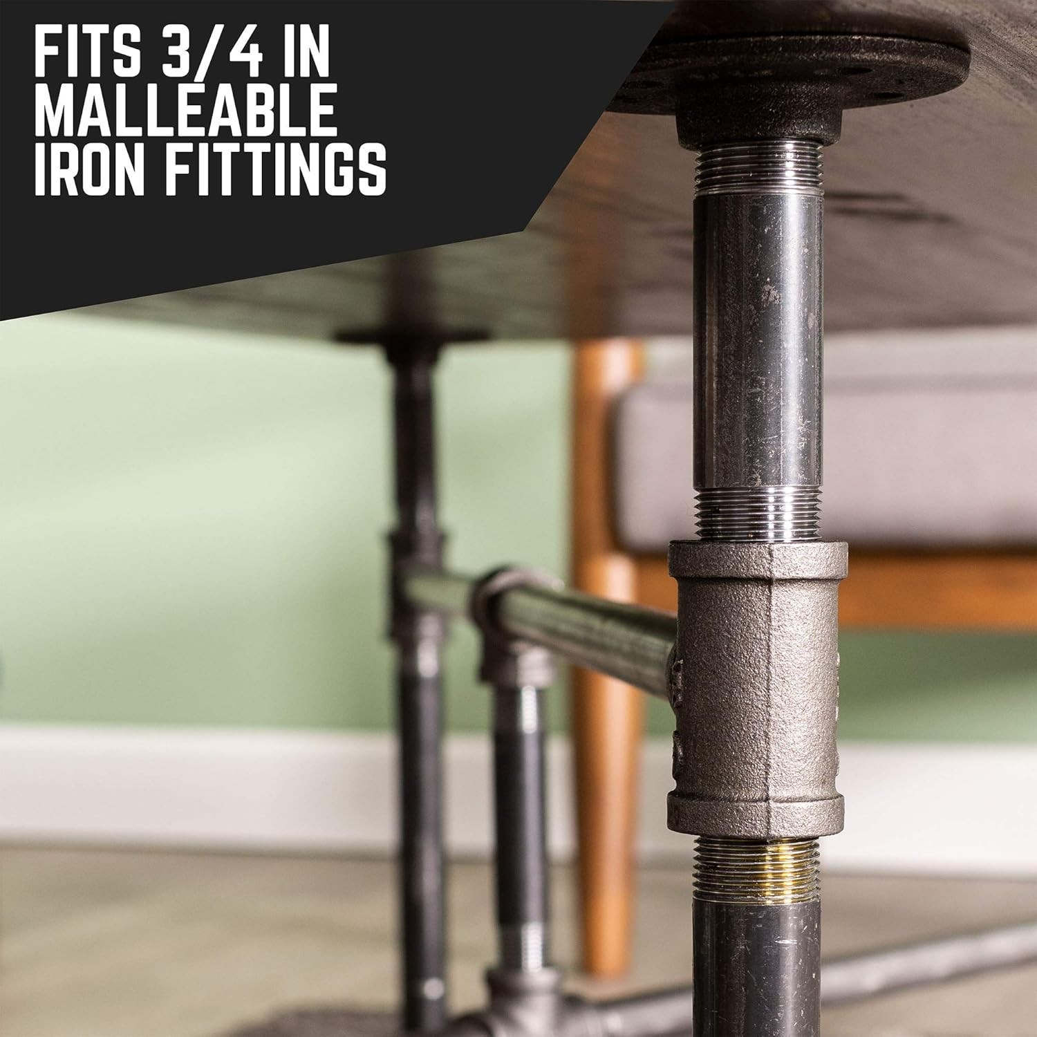 3/4″ x 16″ Malleable Iron Pipe 4 Pack for DIY Industrial Furniture Projects