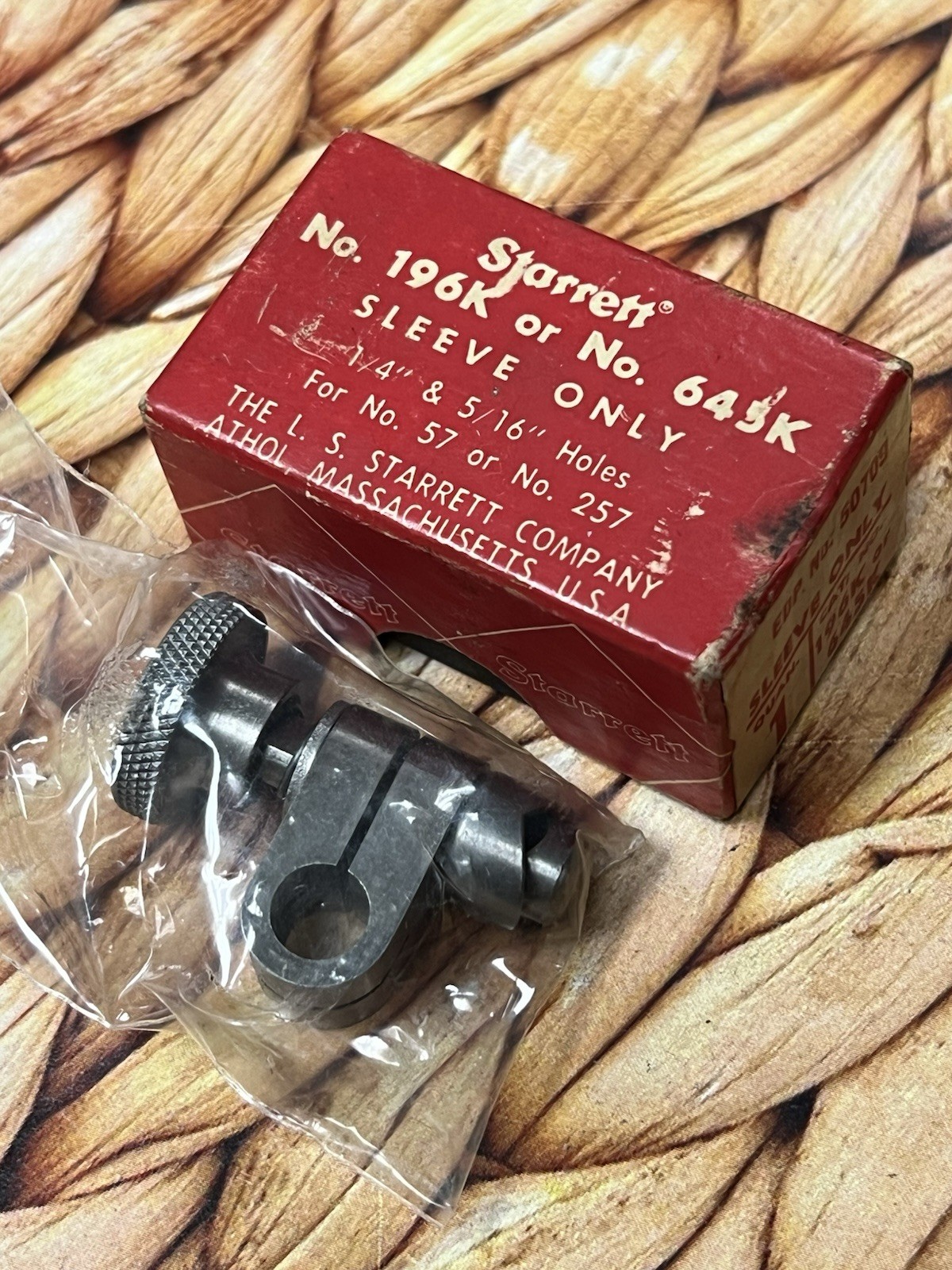 NOS Starrett 645K Sleeve Snug 5/16″ Post Hole & 1/4″ Gripping Hole