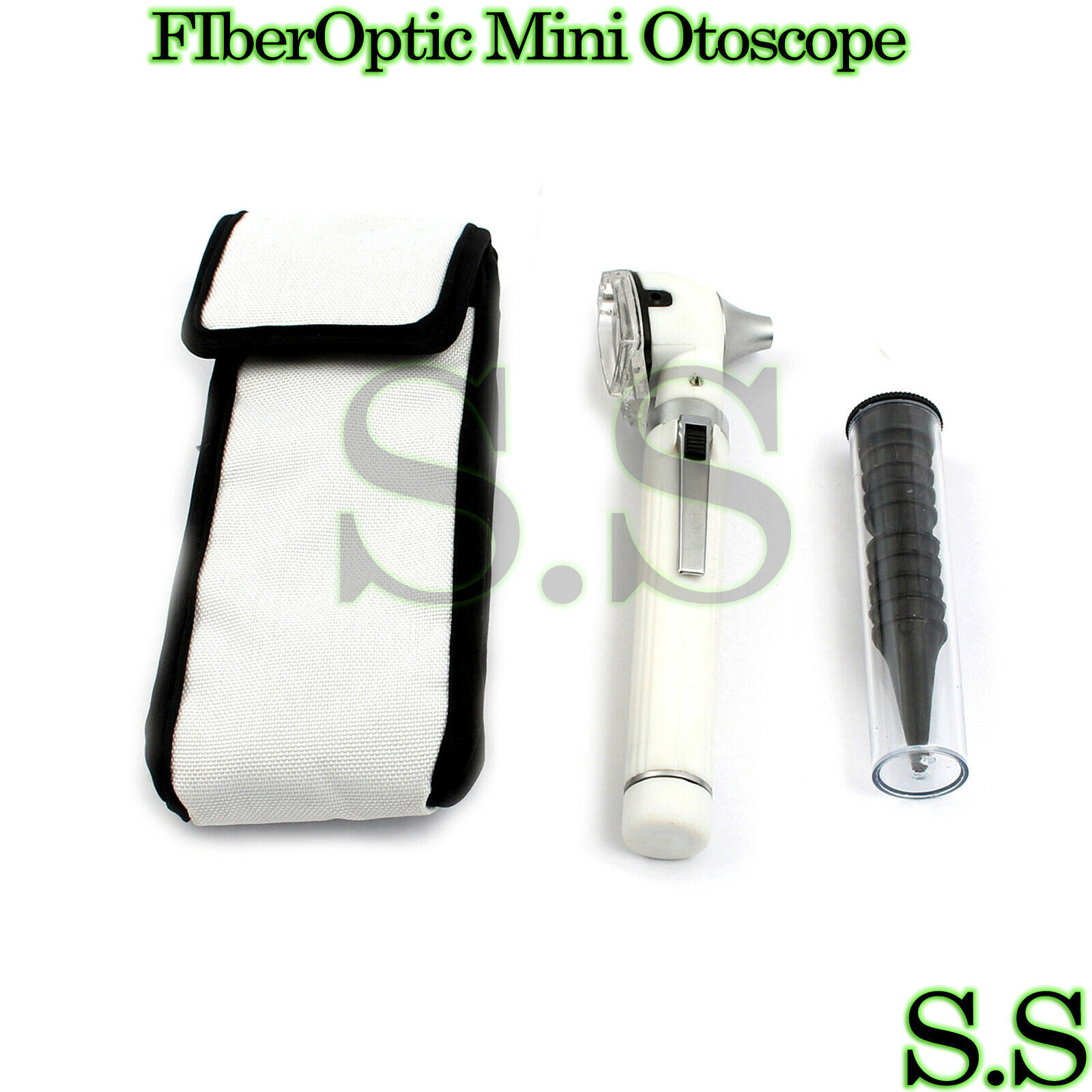 Mini Otoscope Fiber Optic Medical Diagnostic Examination Pocket Size Set White