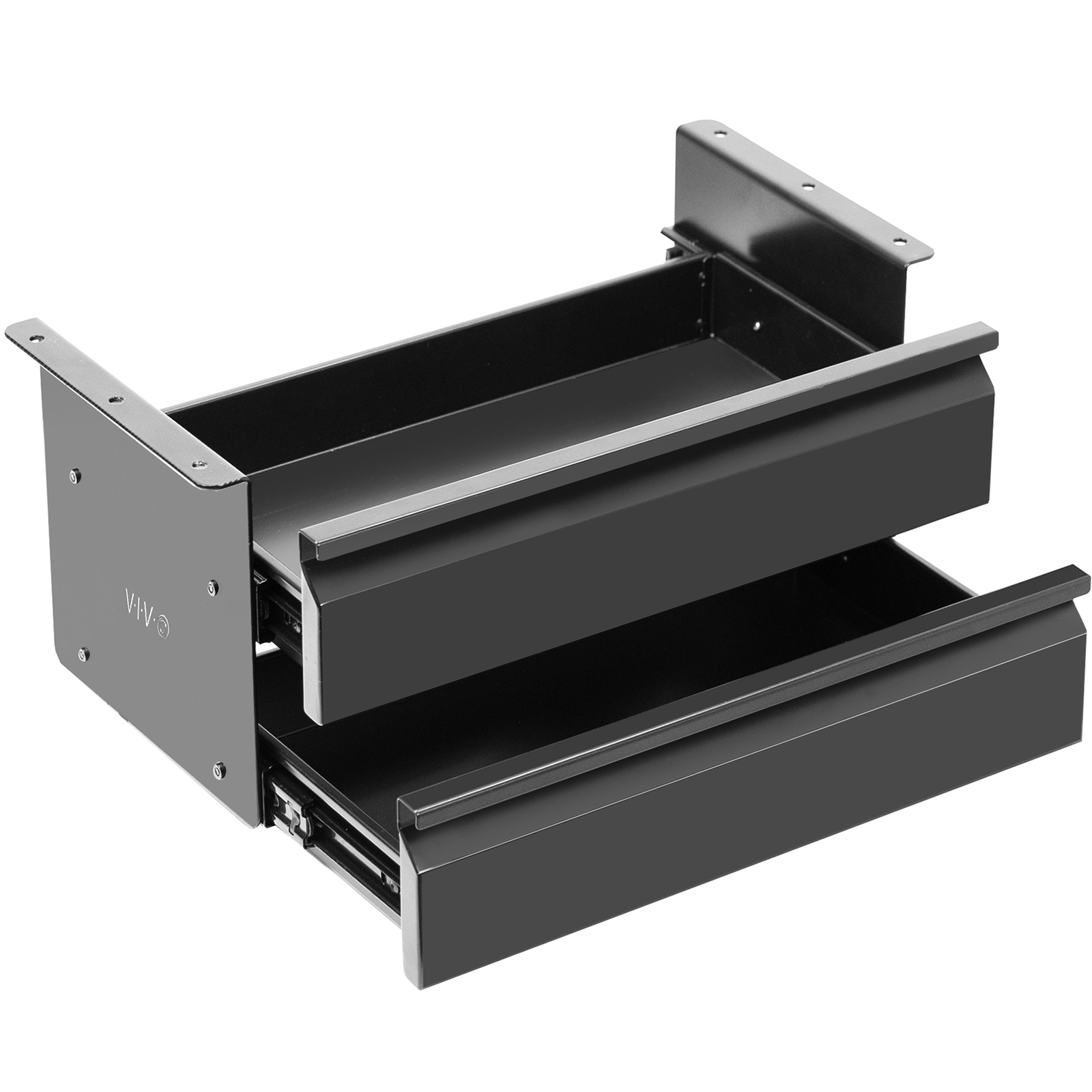 VIVO Black Dual Level 16″ Pull Out Under Desk Storage Drawer Set without Shell