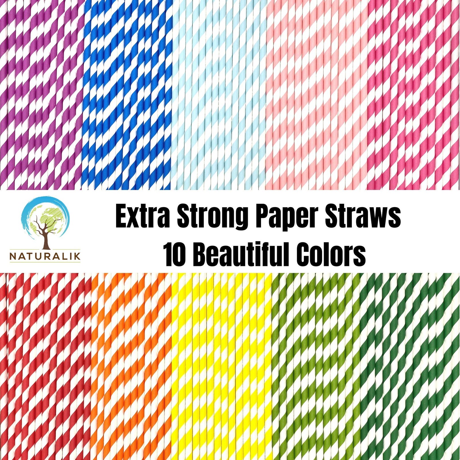 Naturalik 1000 Pack Multicolor Extra Durable Paper Straws Biodegradable –