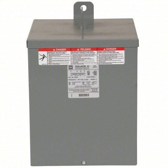 2CN47, SQUARE D Dry Type Transformer: 480V AC, 120V AC/240V AC, old stock