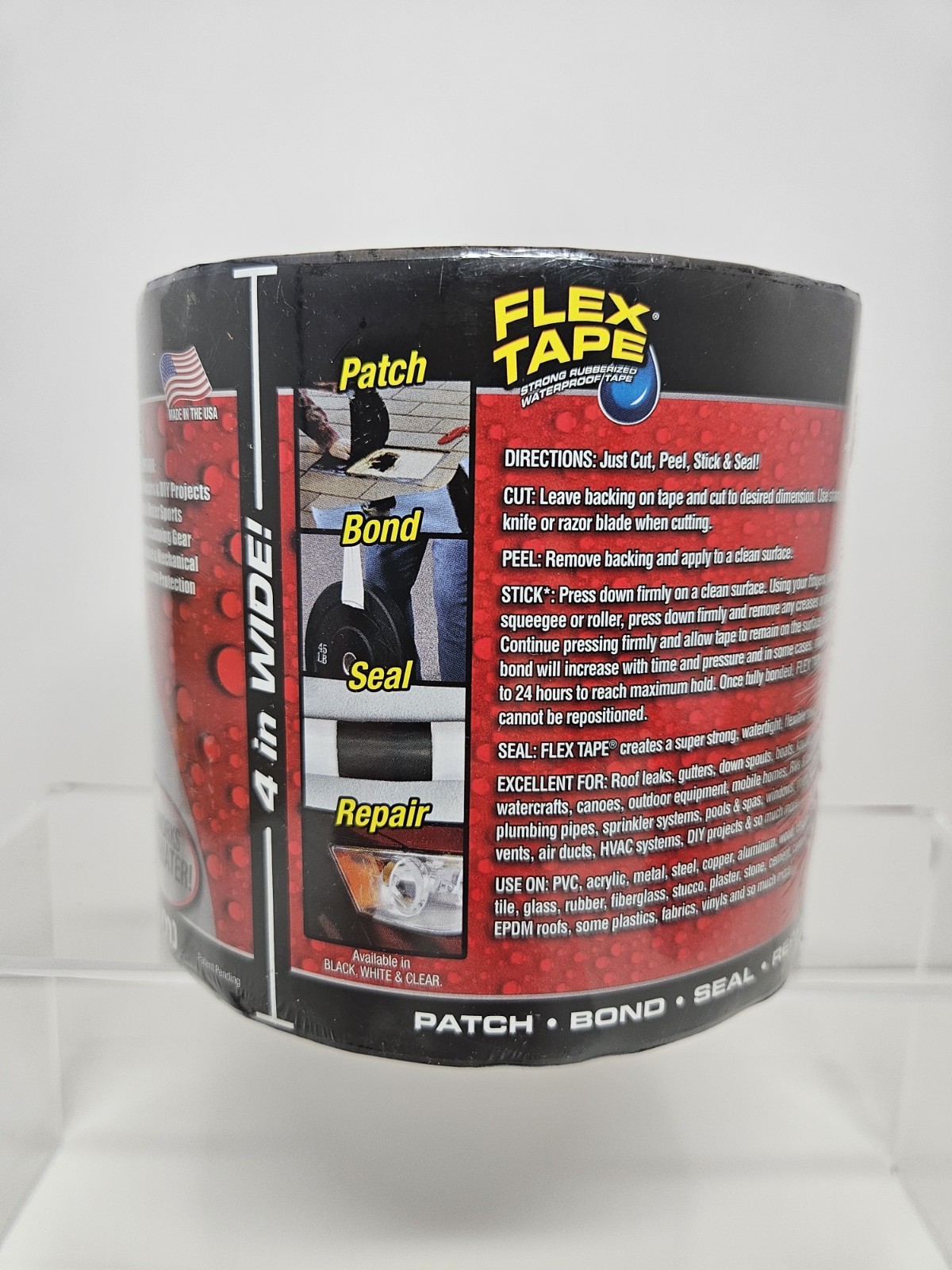 Flex Tape MAX Black Waterproof Repair Tape Size 4″× 25′ New Sealed Fast Shipping