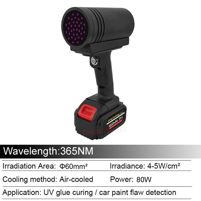 Car Paint Flaw Detection UV Curing Lamp Handheld Rechargeable UV LED Curing Lamp