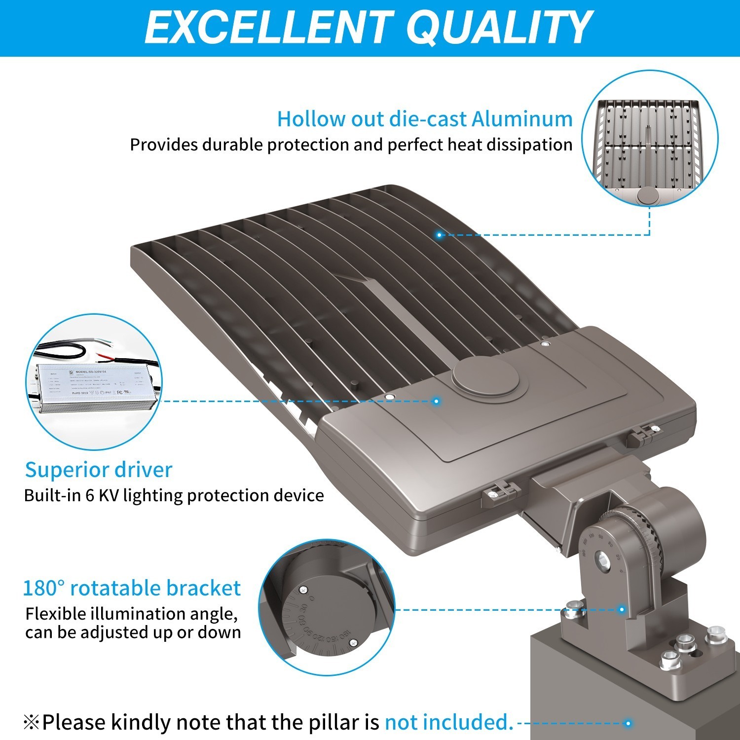 450W 67500LM LED Parking Lot Light IP65 Outdoor Street Floodlights Dusk to Dawn