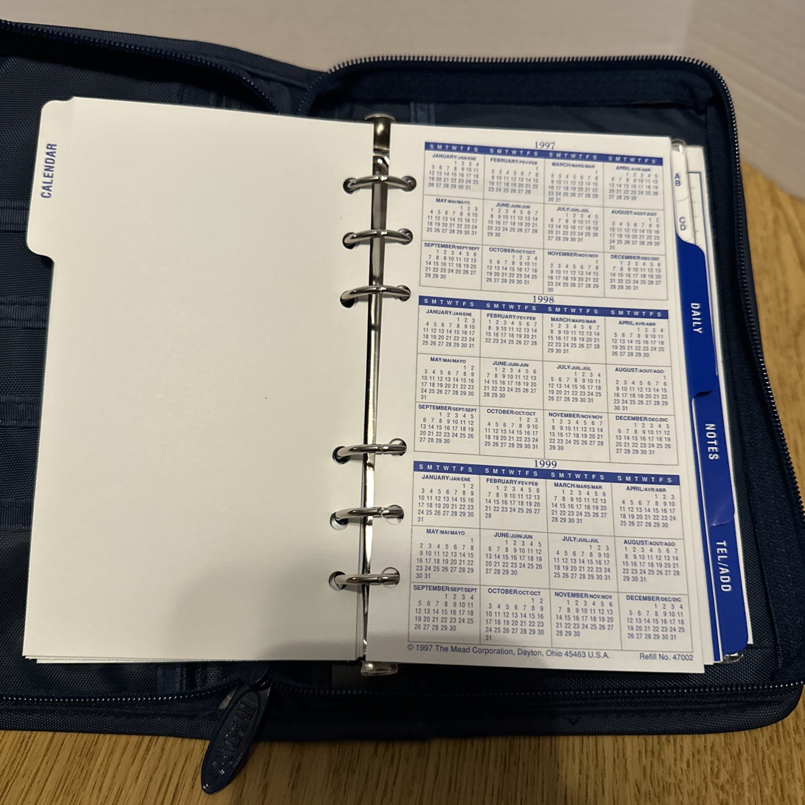 Mead Vtg. Personal Day Timer Five Star Planner Organizer Dark Blue NEW