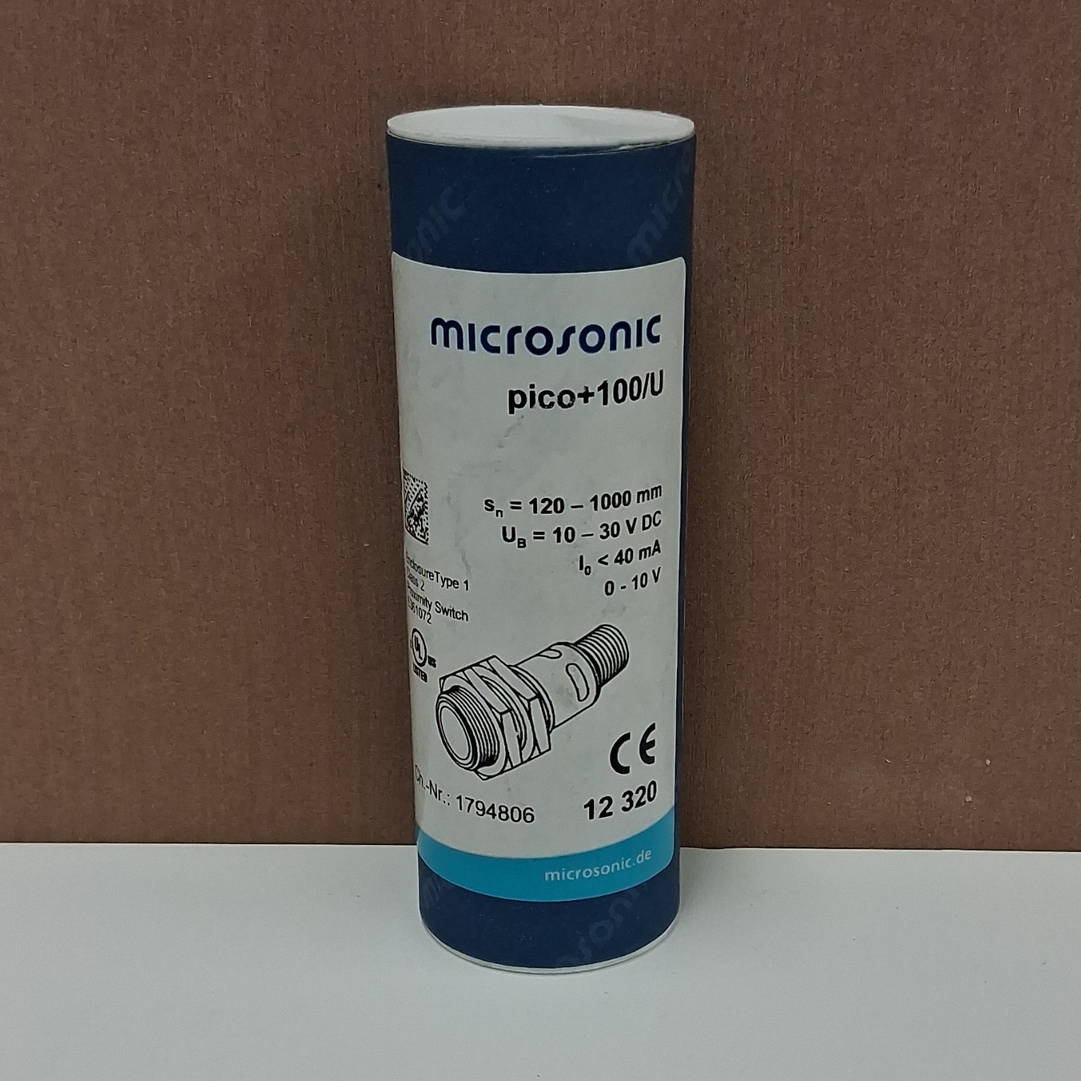 microsonic pico+100/U Unshielded Ultrasonic Proximity Sensor 10-30VDC 0-10V