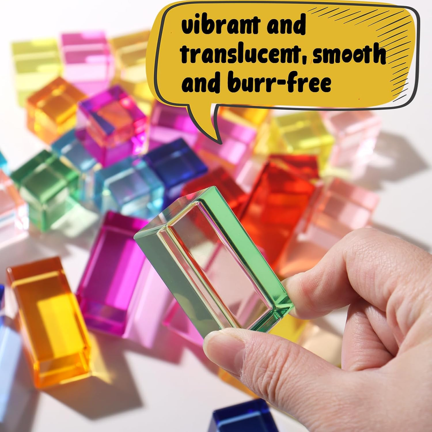 30 Pcs Mixed Acrylic Blocks Set – 10 Long (2.5X2.5X5Cm) + 20 Cube (2.5X2.5X2.5Cm