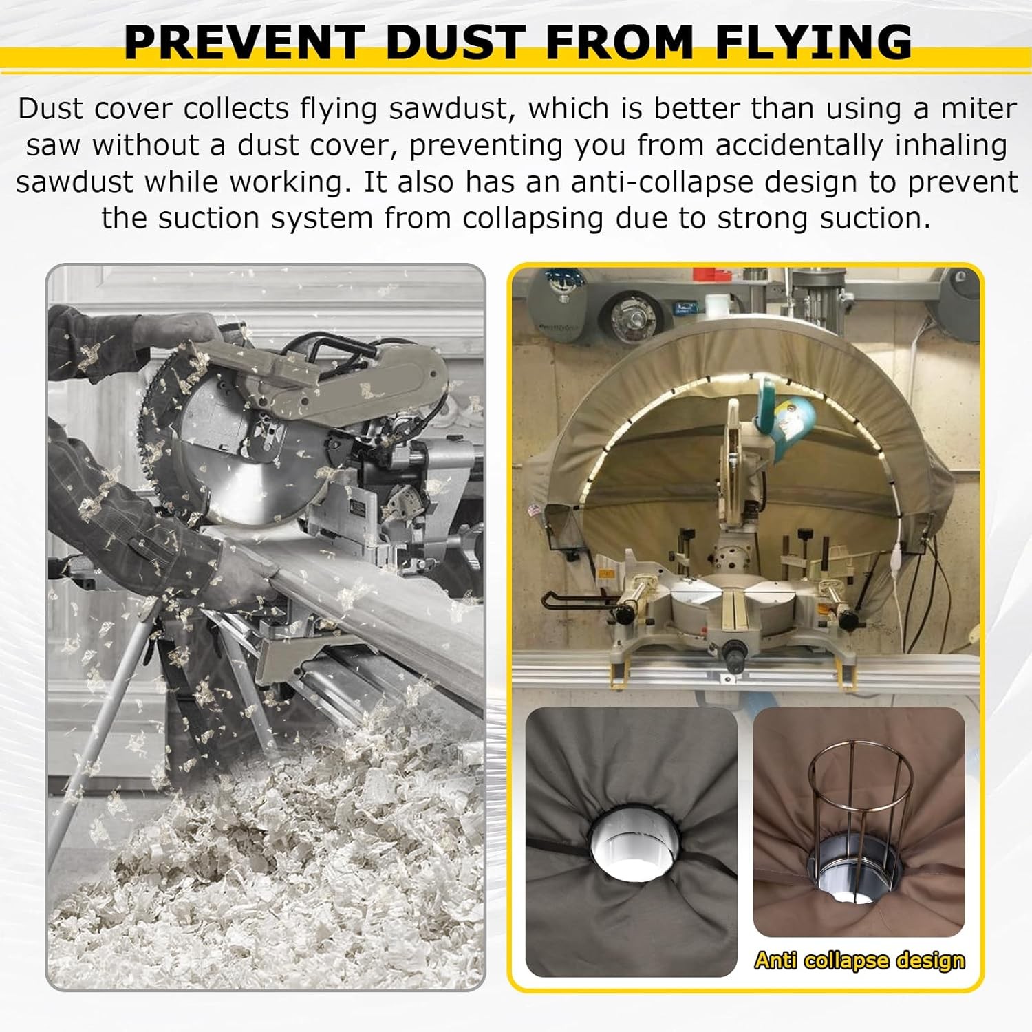 Miter Saw Dust Hood with Light, Miter Saw Dust Collector Attachment