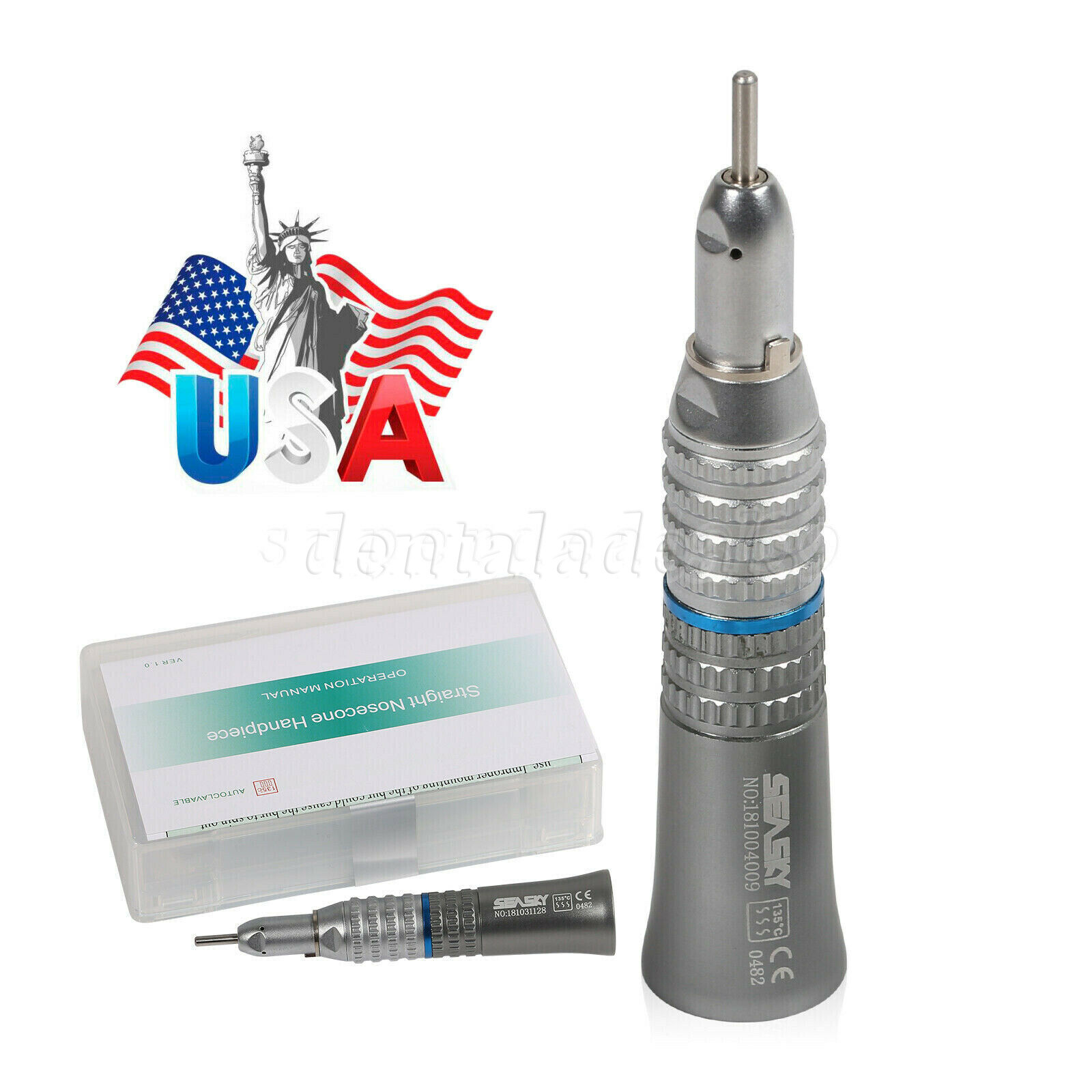 Dental Low Speed Straight Nosecone Handpiece E type Air Motor 4Hole Fit NSK Dr