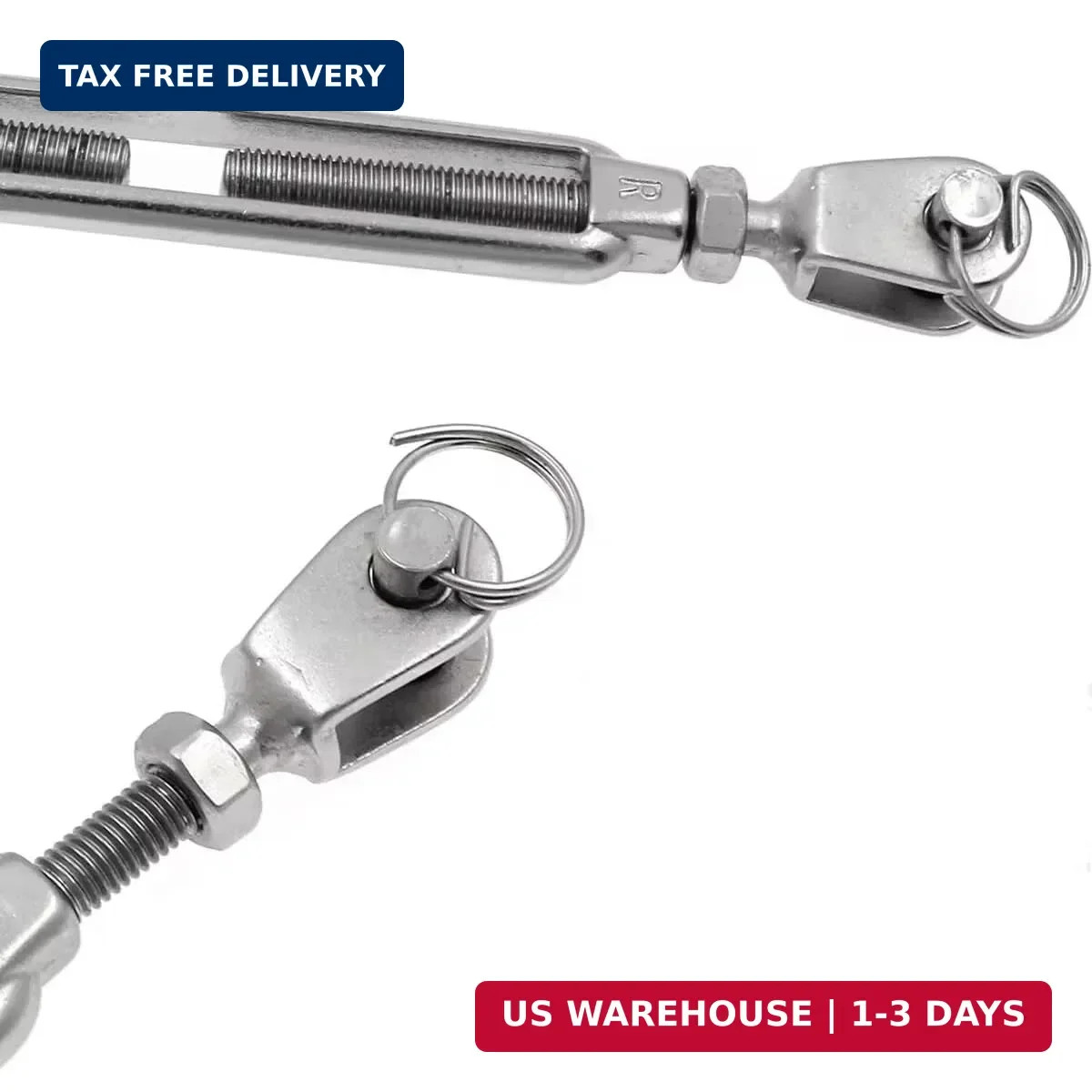 316 Stainless Steel Jaw and Jaw Open-Body Turnbuckle, 1/4″ (6mm) Thread Diameter