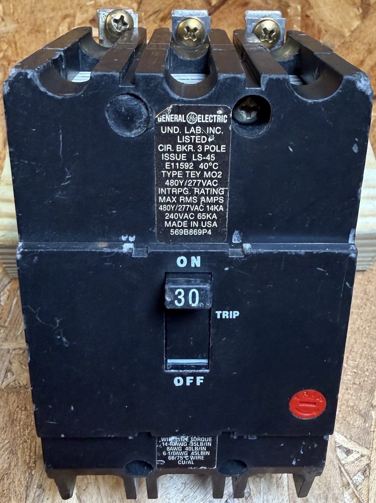 GE TEY330 3 Pole 480V Circuit Breaker