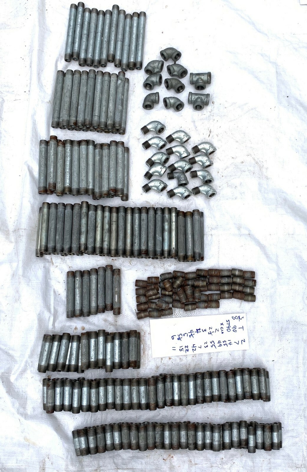 Lot of 305pc 3/8″ Nipple Fitting Tee Street 90 Galvanized Steel NOS Plumbing