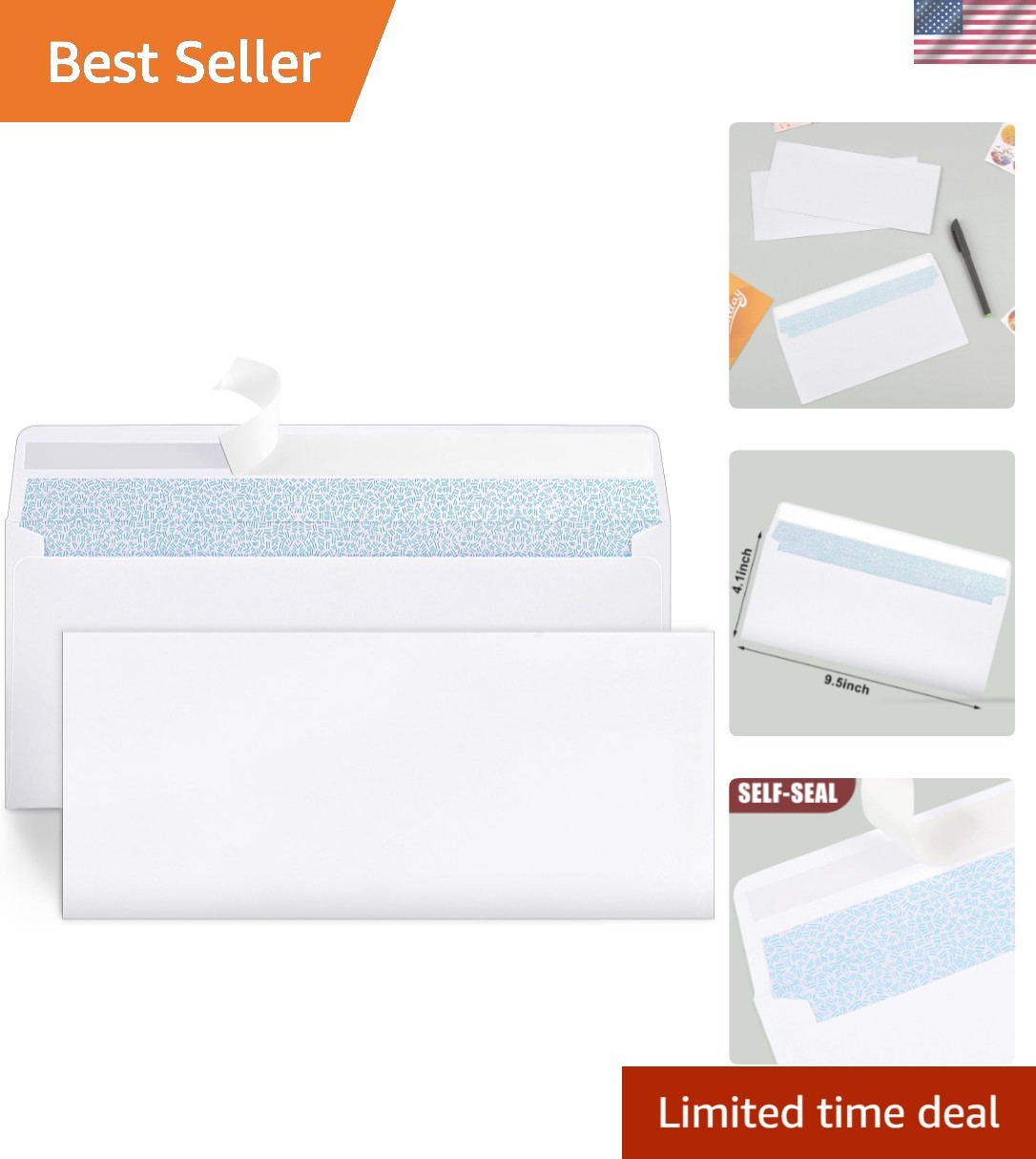 No.10 Self-Adhesive Envelopes – 72 Count Bulk Pack for Secure Document Shipping