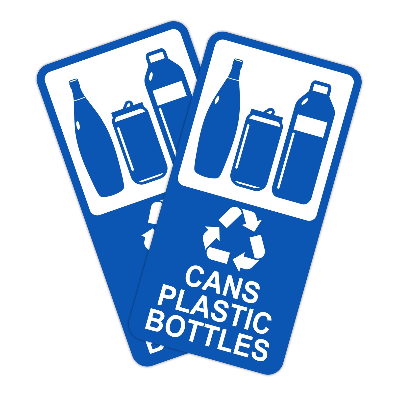 2PCS Recycle Sign for Trash 3.94IN, Cans Plastic Bottles(Blue )
