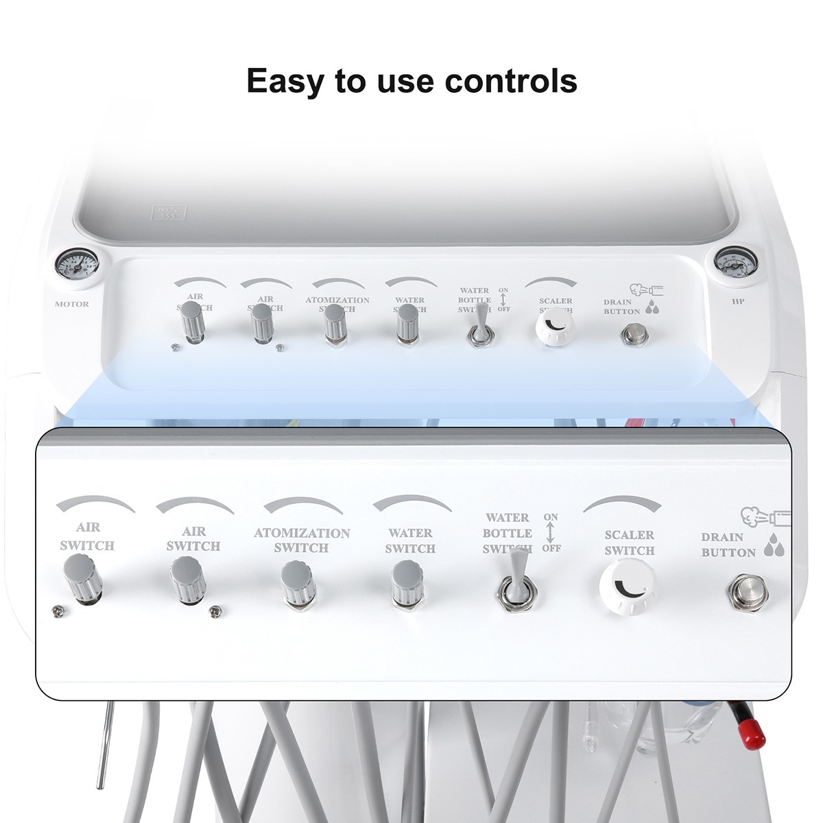 Dental Mobile Delivery Unit Cart with Air Compressor ultrasonic scalers 4Hole