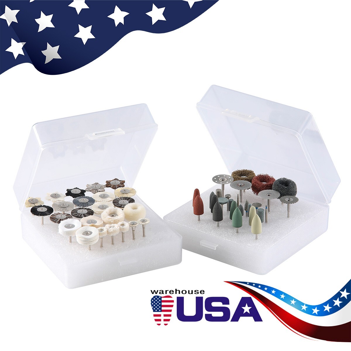 51pcs Dental Diamond Burs Discs Silicon Felt Wheel Polishing Brushs HP Polishers