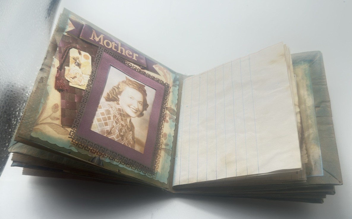 Hand Made Junk Journal 6×5 Inches Old Time Pictures With Orange Yellow Flowers