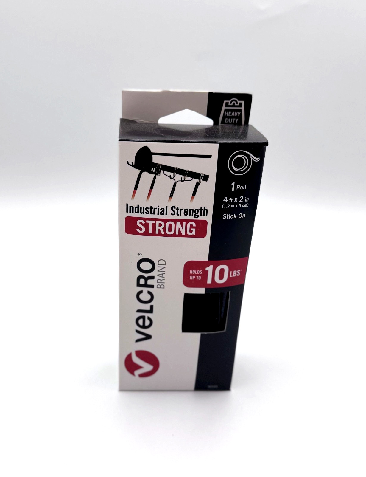 VELCRO Brand Industrial Strength Roll 4ft x 2in Black Stick On Heavy Duty 90593