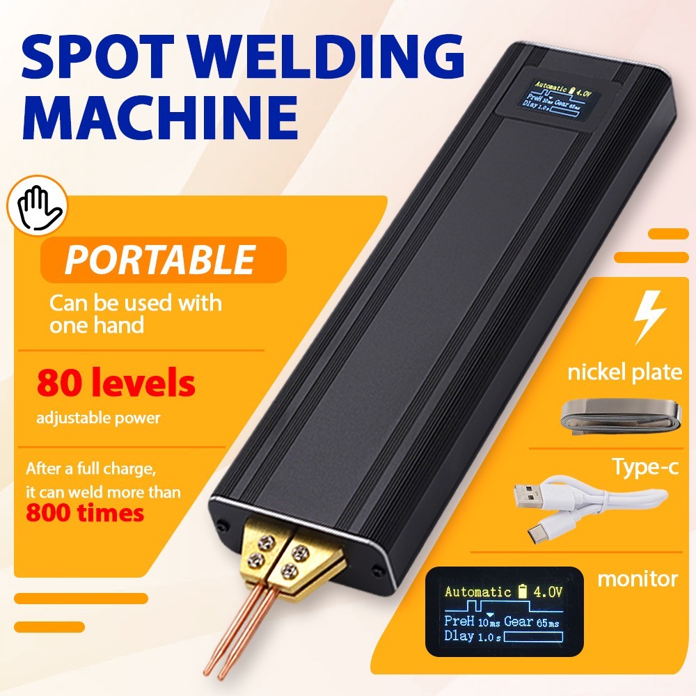 Spot Welder Machine 3000mAh Battery Spot Welder 80 Gears for 18650 32650 26650