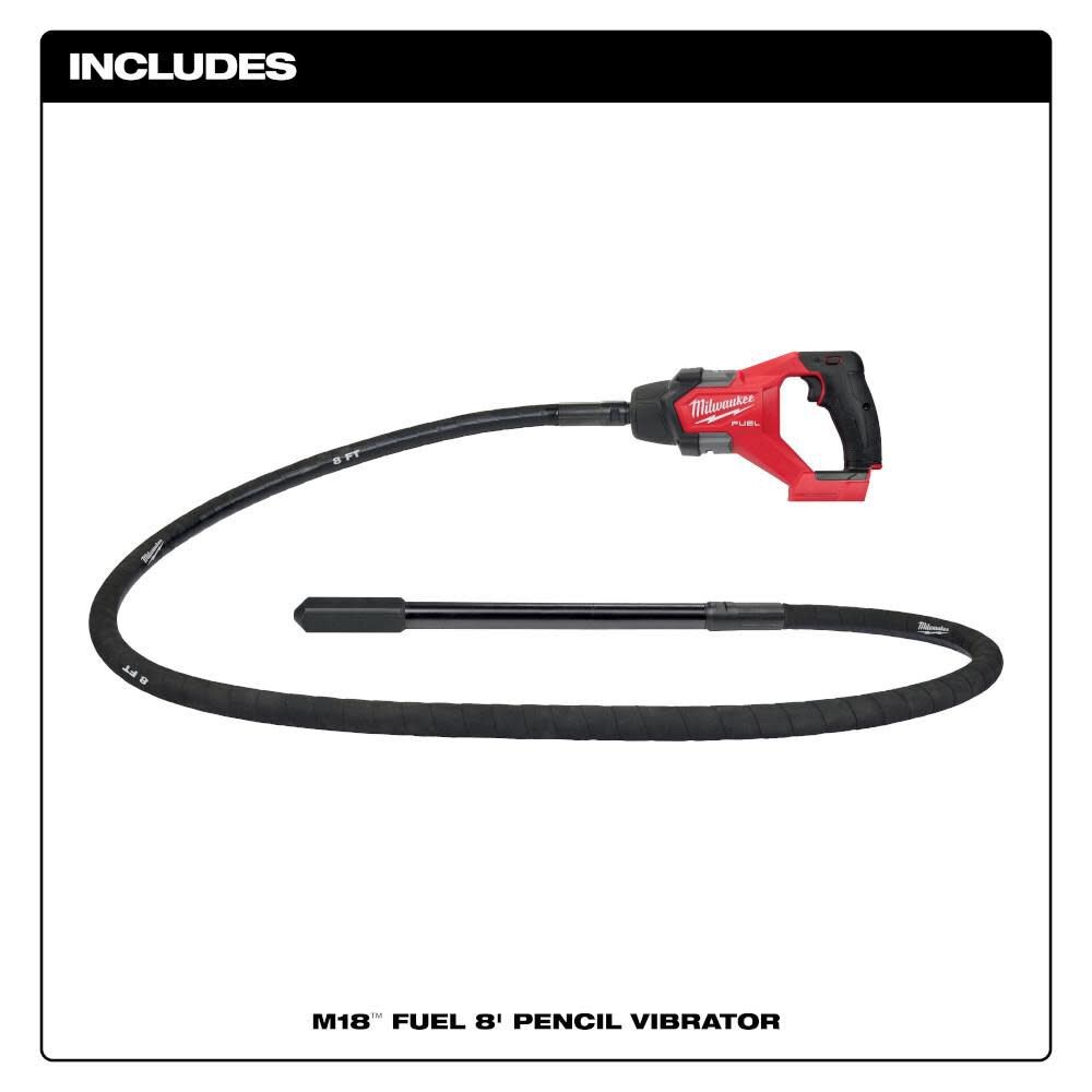 Milwaukee M18 Fuel 8′ Concrete Pencil Vibrator (Bare Tool)