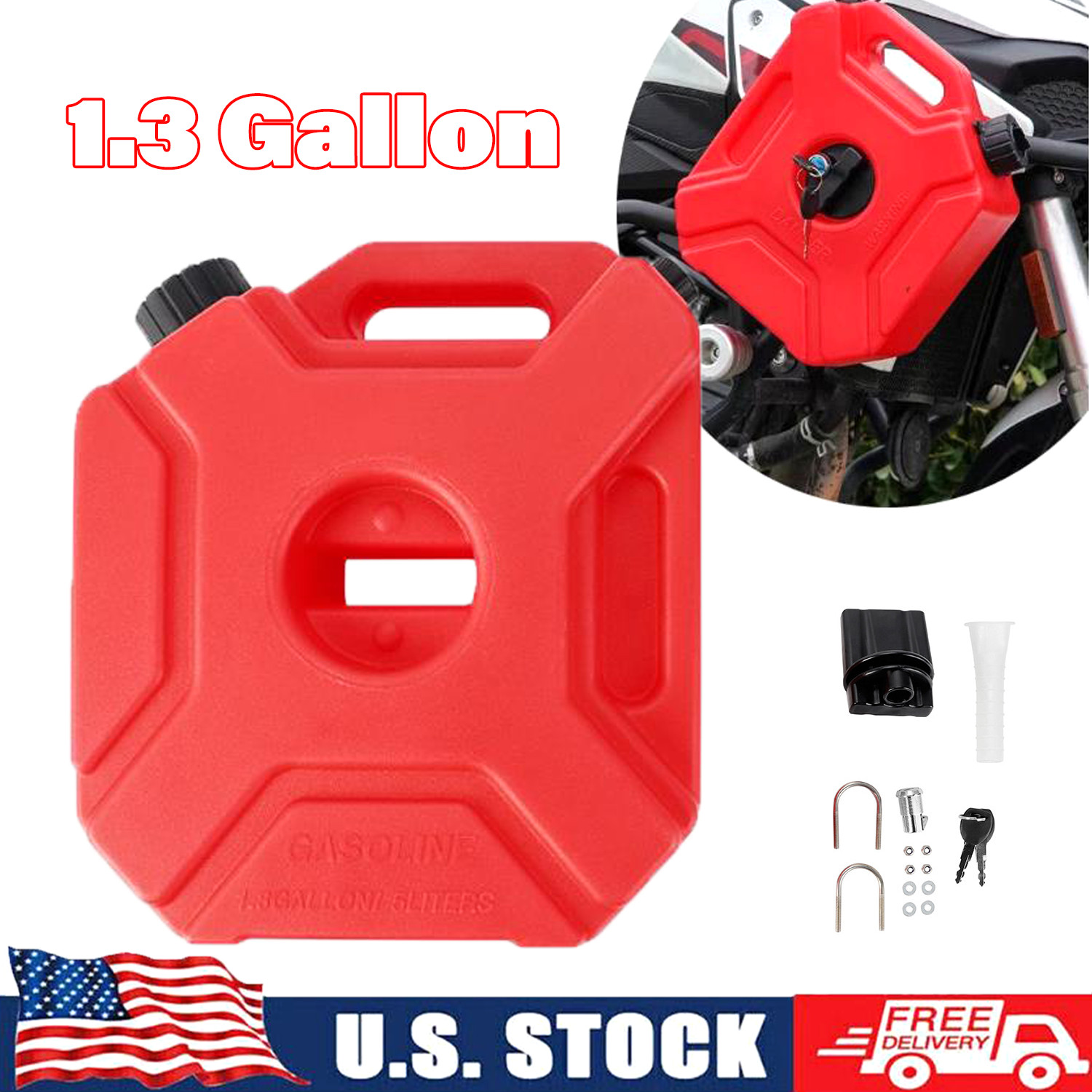 2Pack Portable 5L Gas Fuel Tank Petrol Storage Can For ATV UTV Motorcycle Car